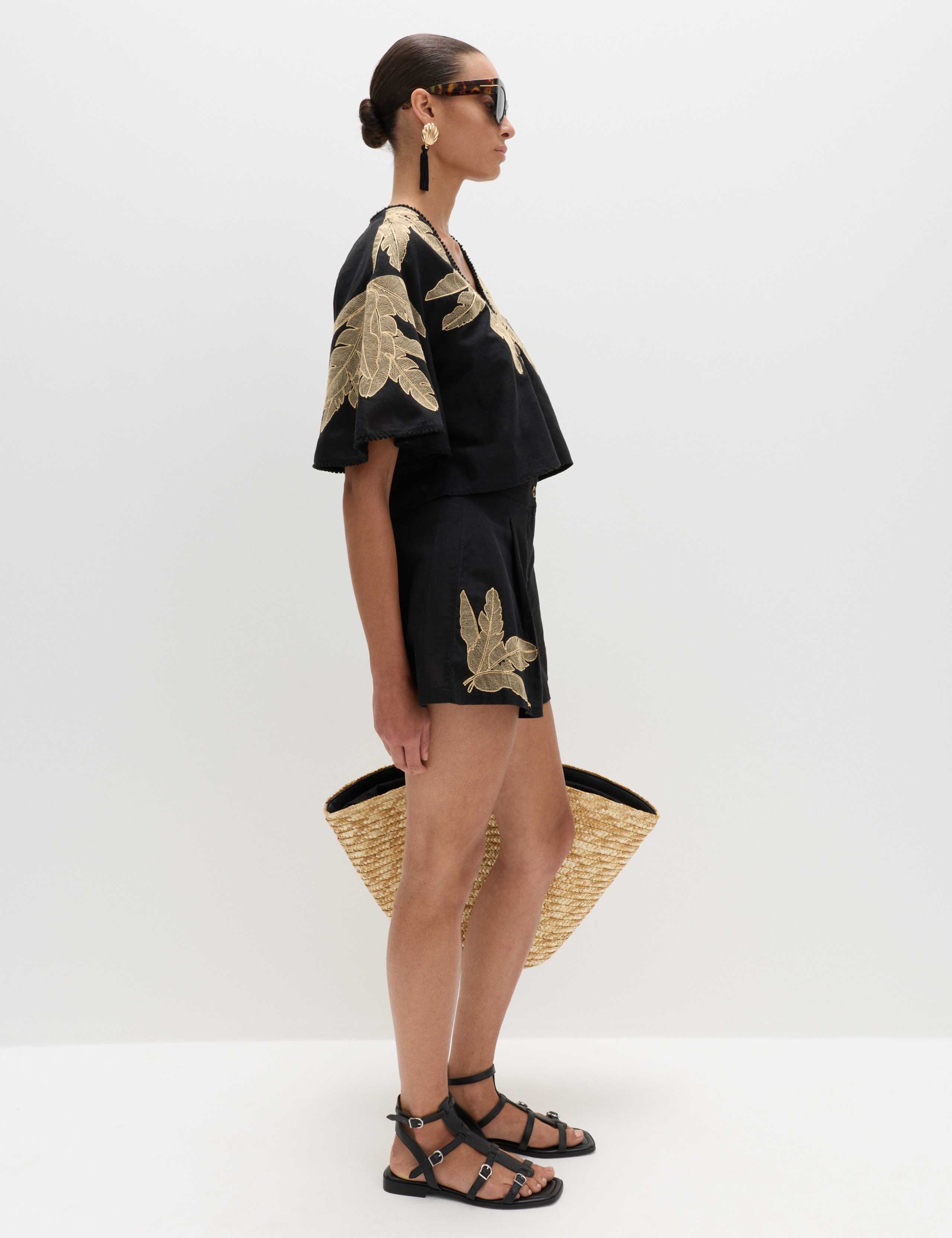 Palm Embroidered Beach Top & Short Set 4 of 6