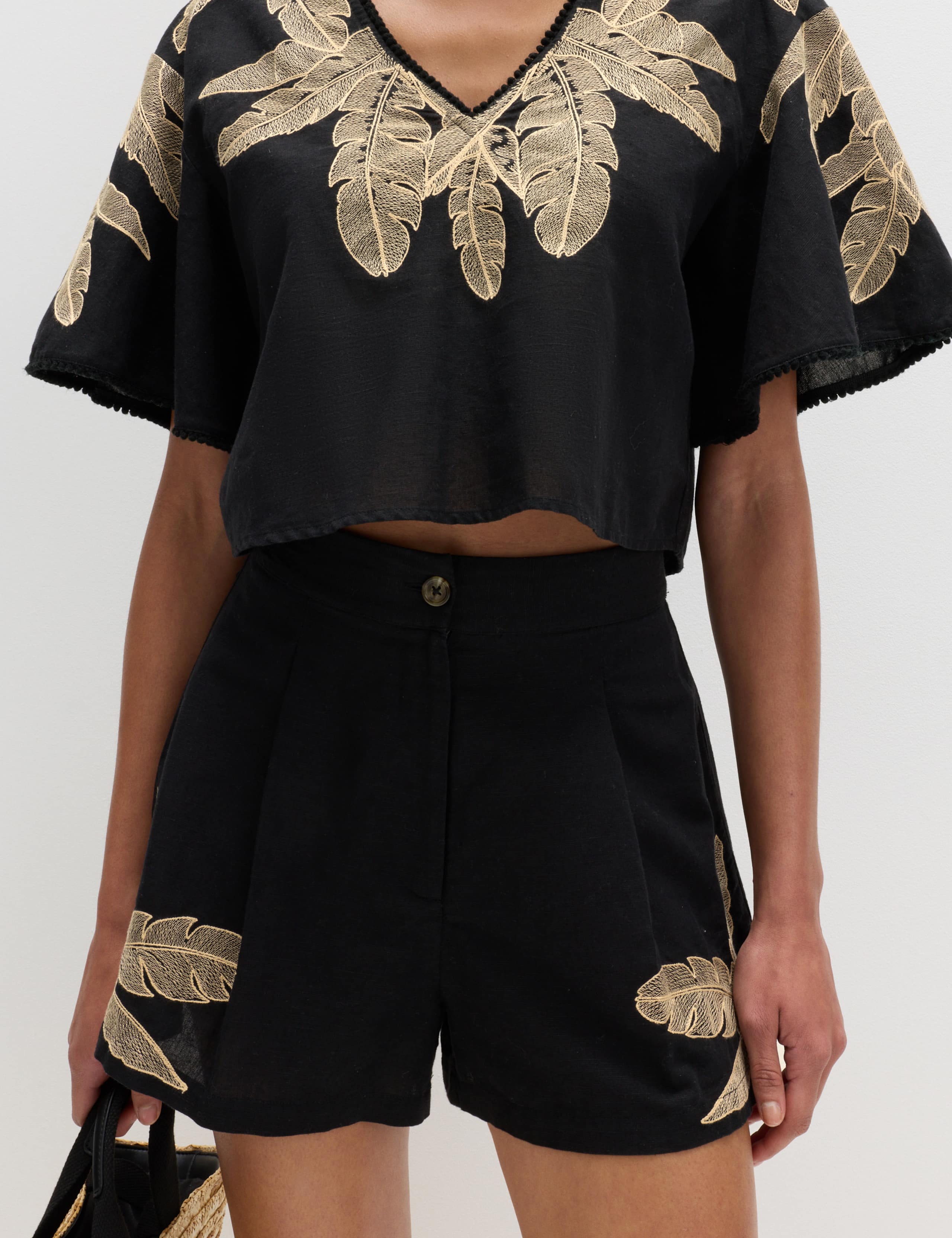 Palm Embroidered Beach Top & Short Set 2 of 6