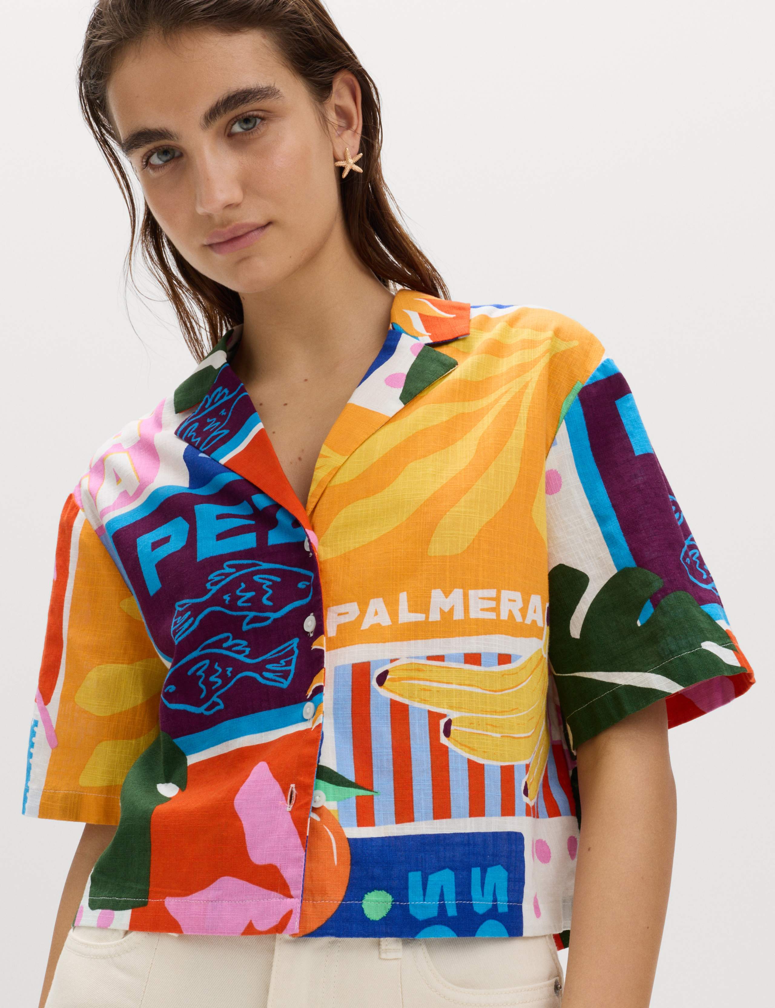 Pure Cotton Printed Short Sleeve Beach Shirt