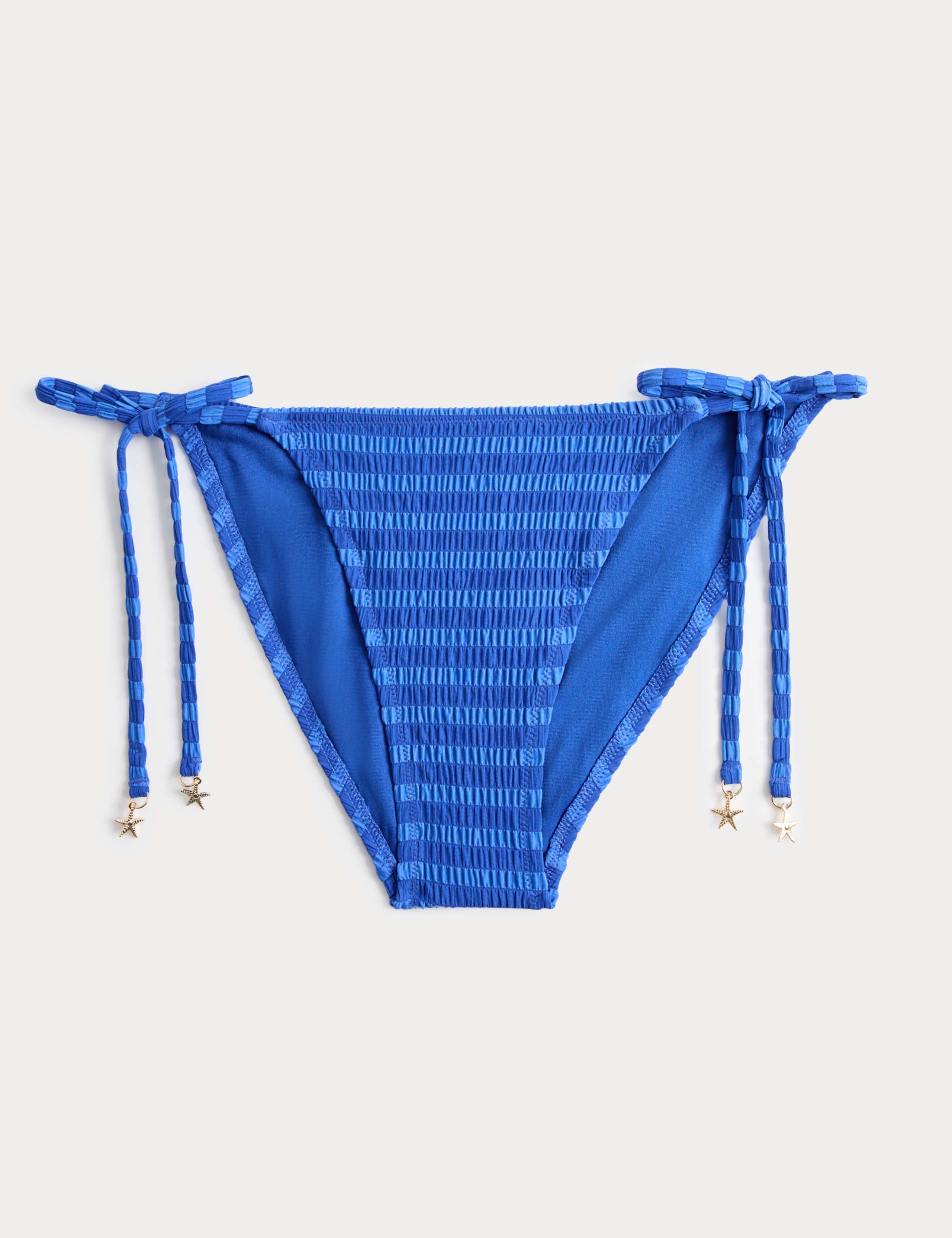Striped Tie Detail High Leg Bikini Bottoms