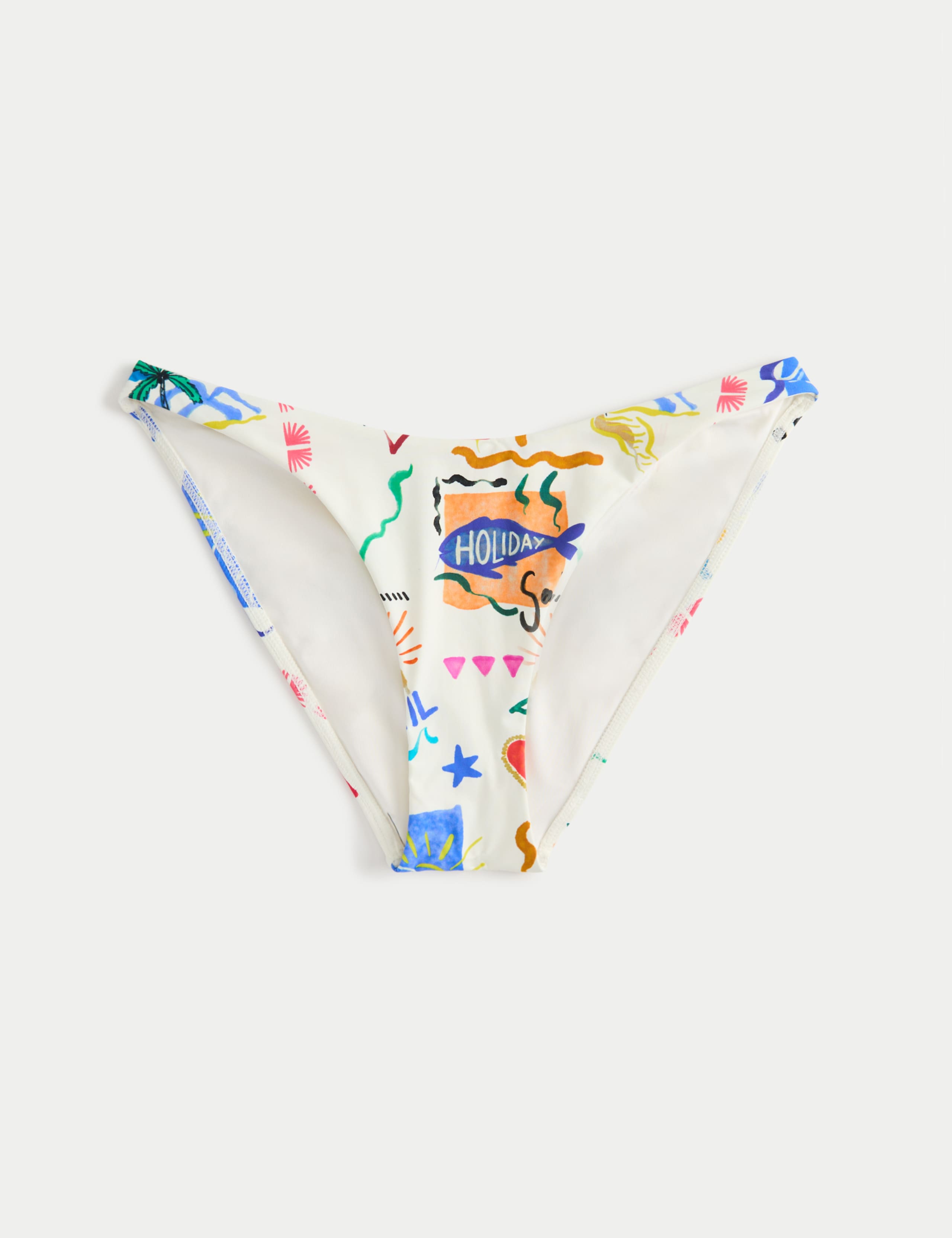 Printed High Leg Bikini Bottoms