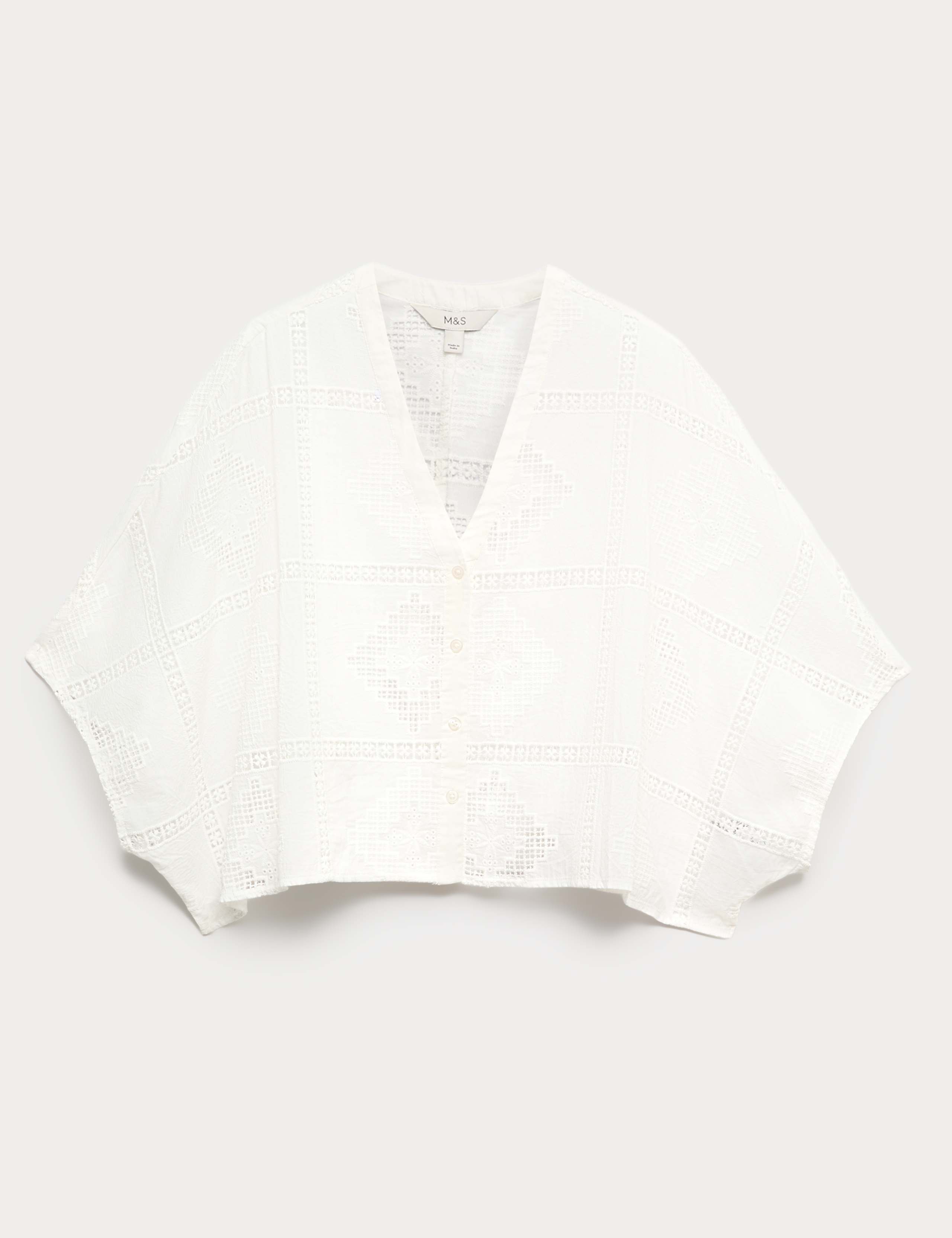 Pure Cotton Broderie Kaftan Top