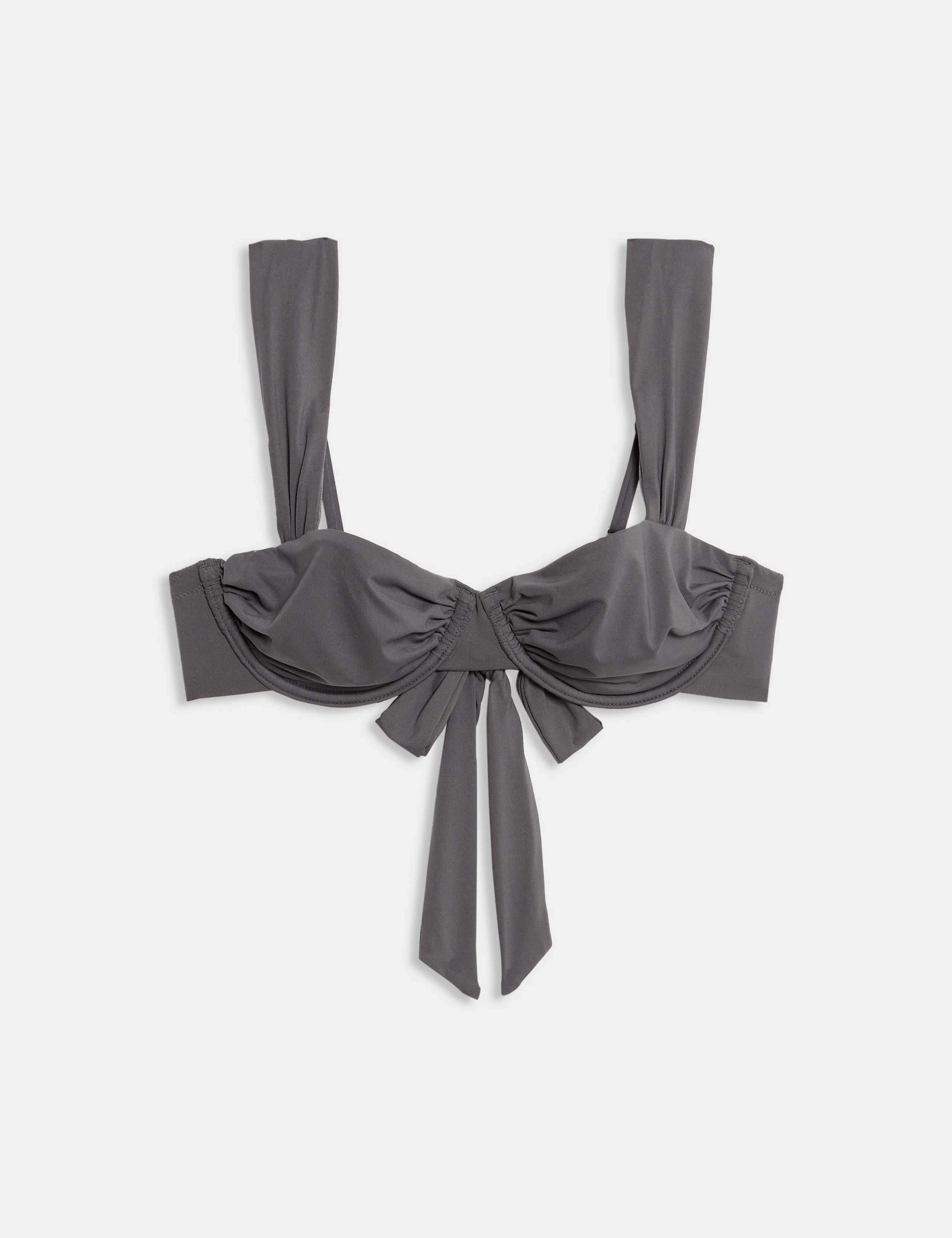Wired Ruched Tie Detail Bikini Top