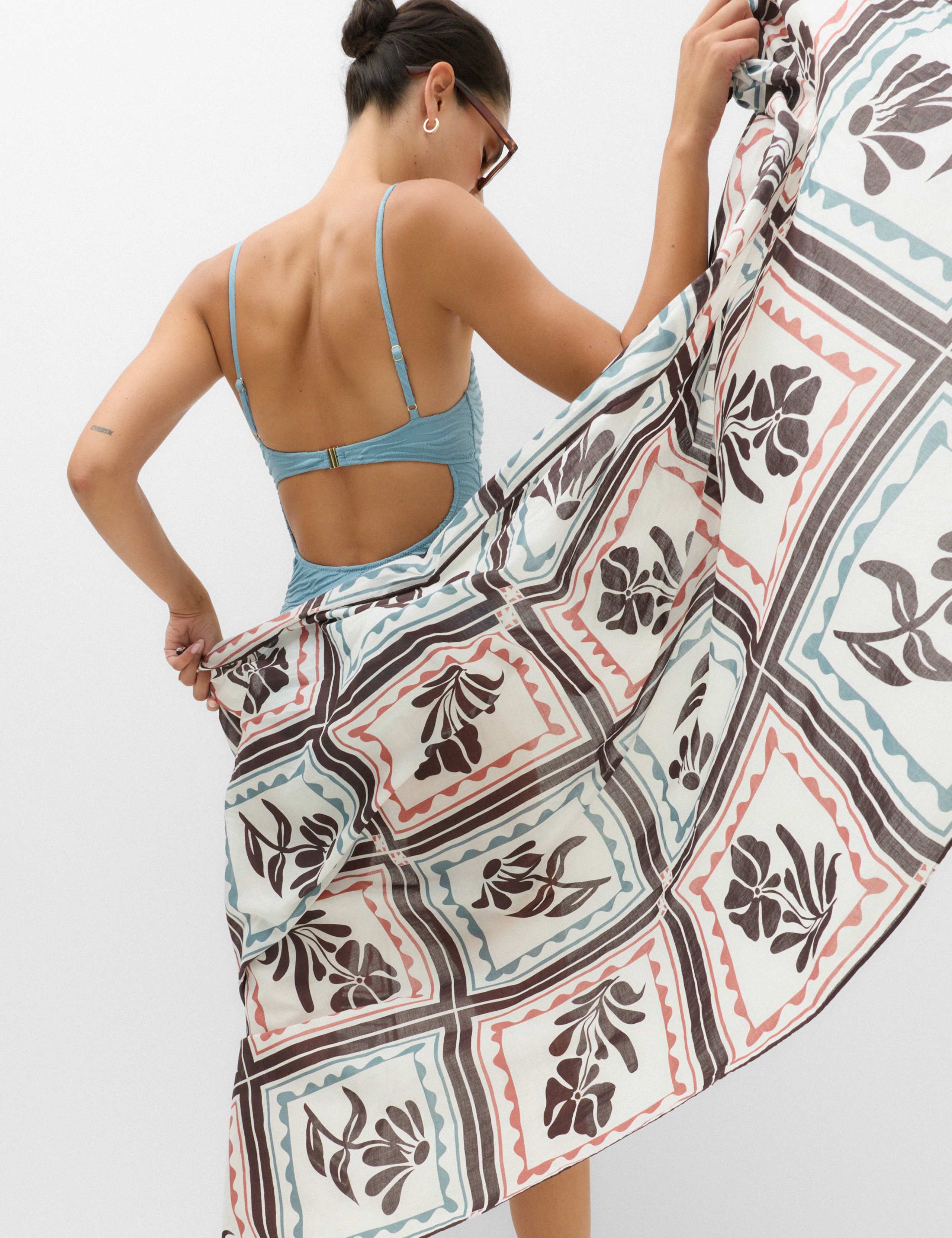 Pure Cotton Floral Beach Cover Up Sarong
