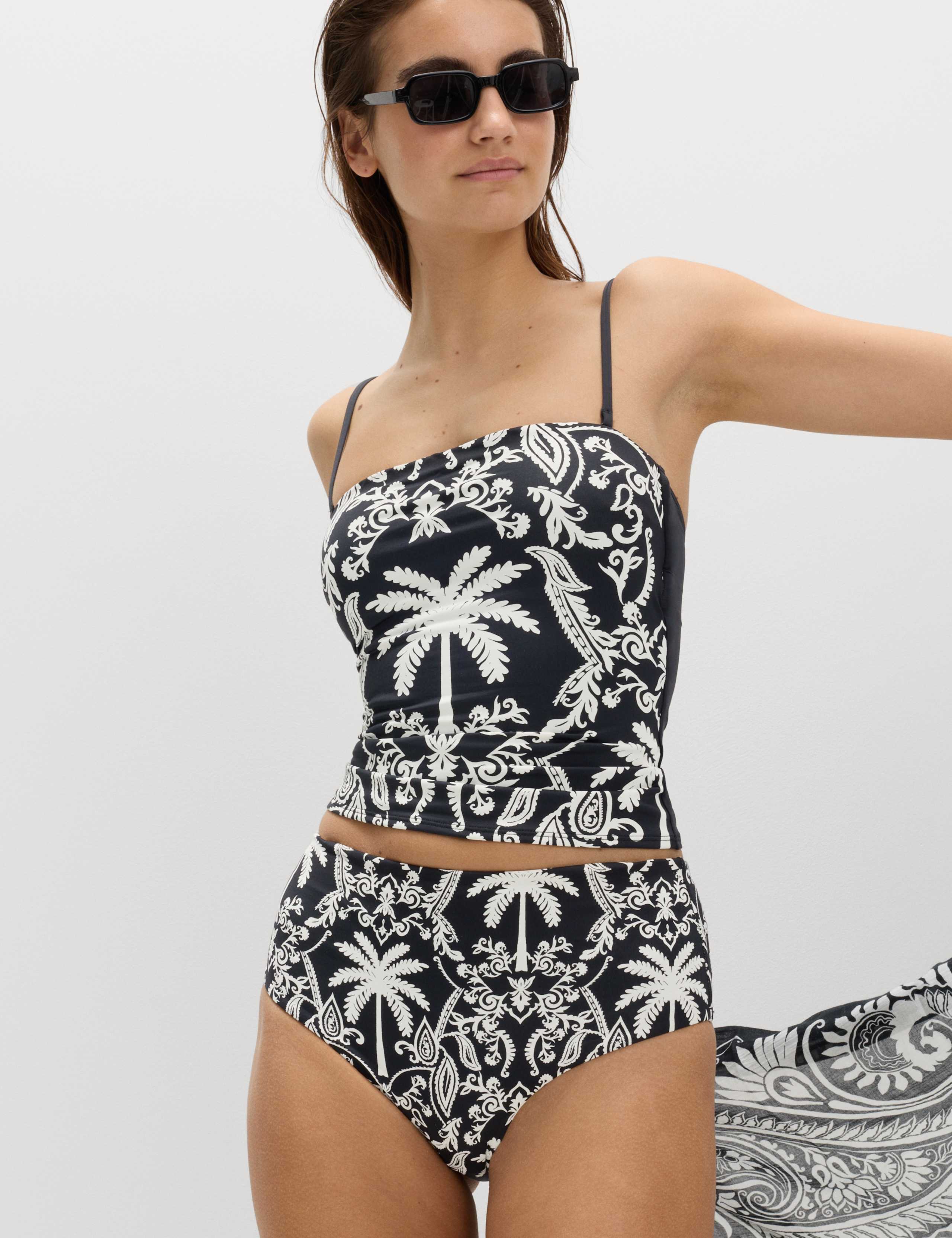 Tummy Control Printed Bandeau Tankini Set 5 of 6