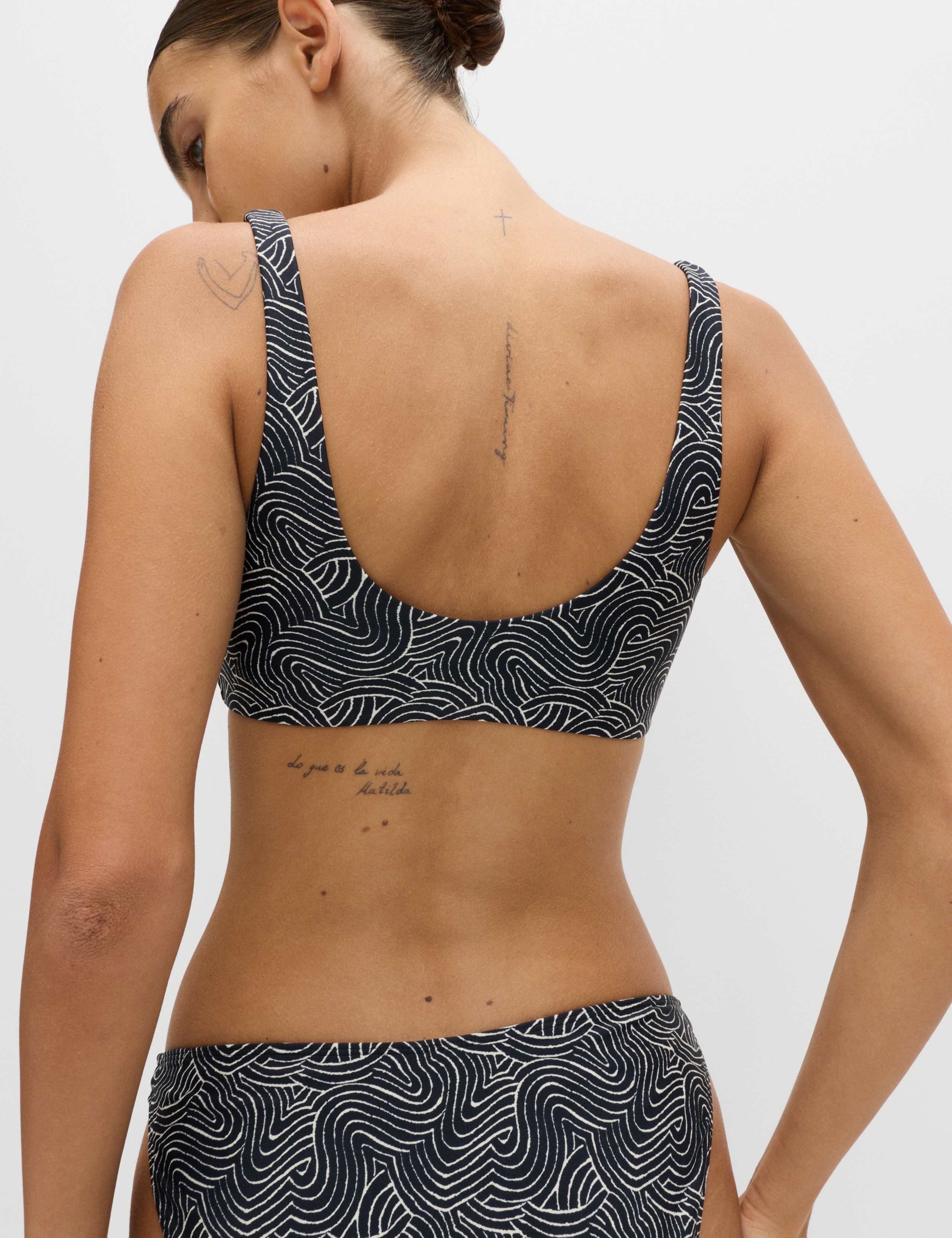 Printed Scoop Neck Bikini Top