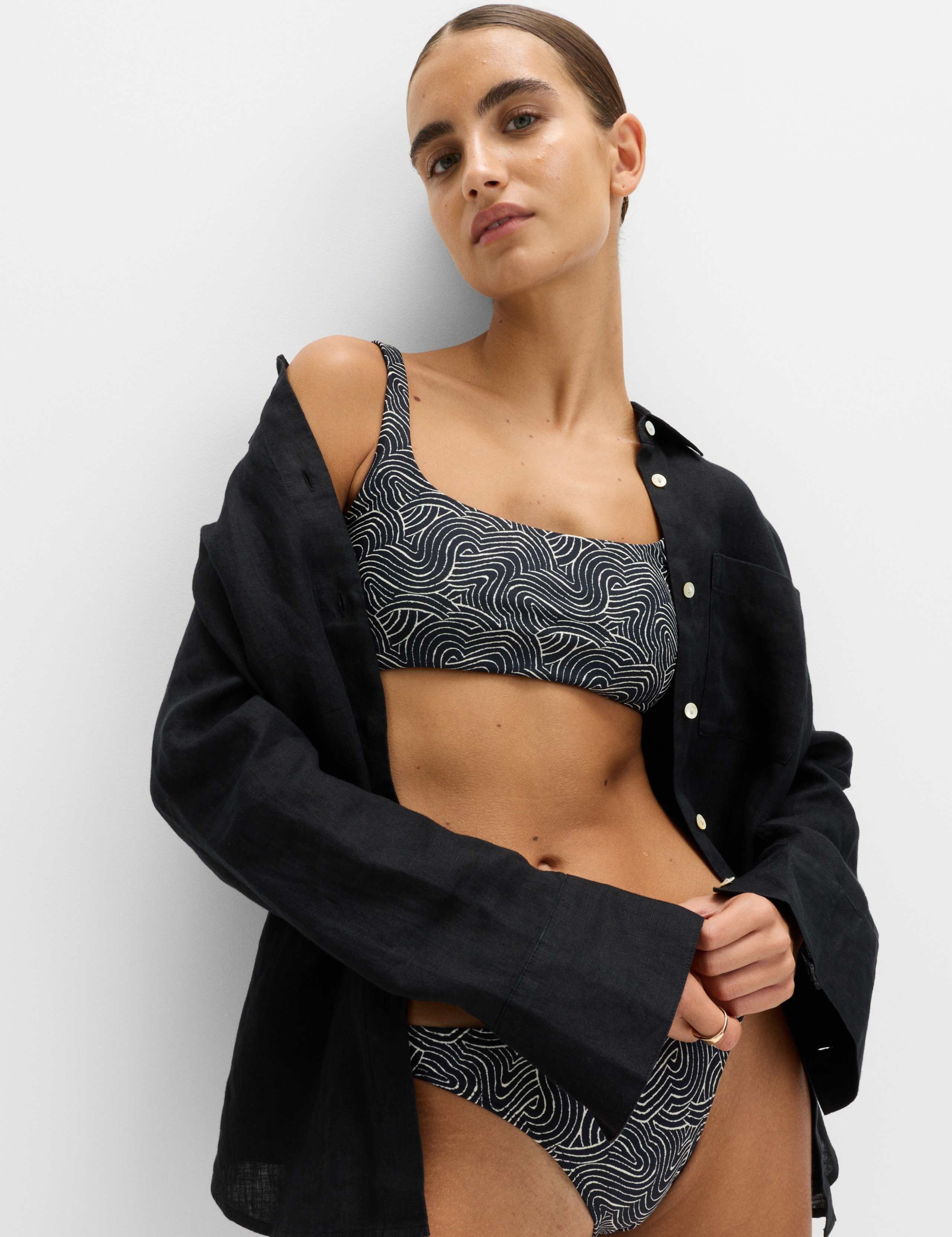 Printed High Leg Bikini Bottoms