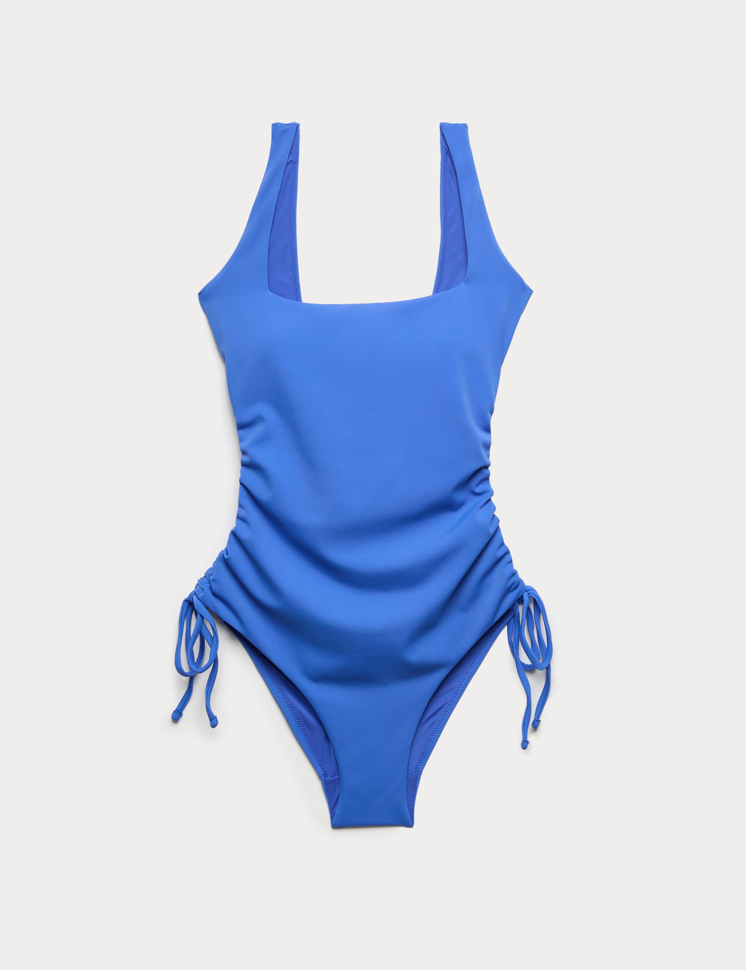Padded Drawstring Side Square Neck Swimsuit