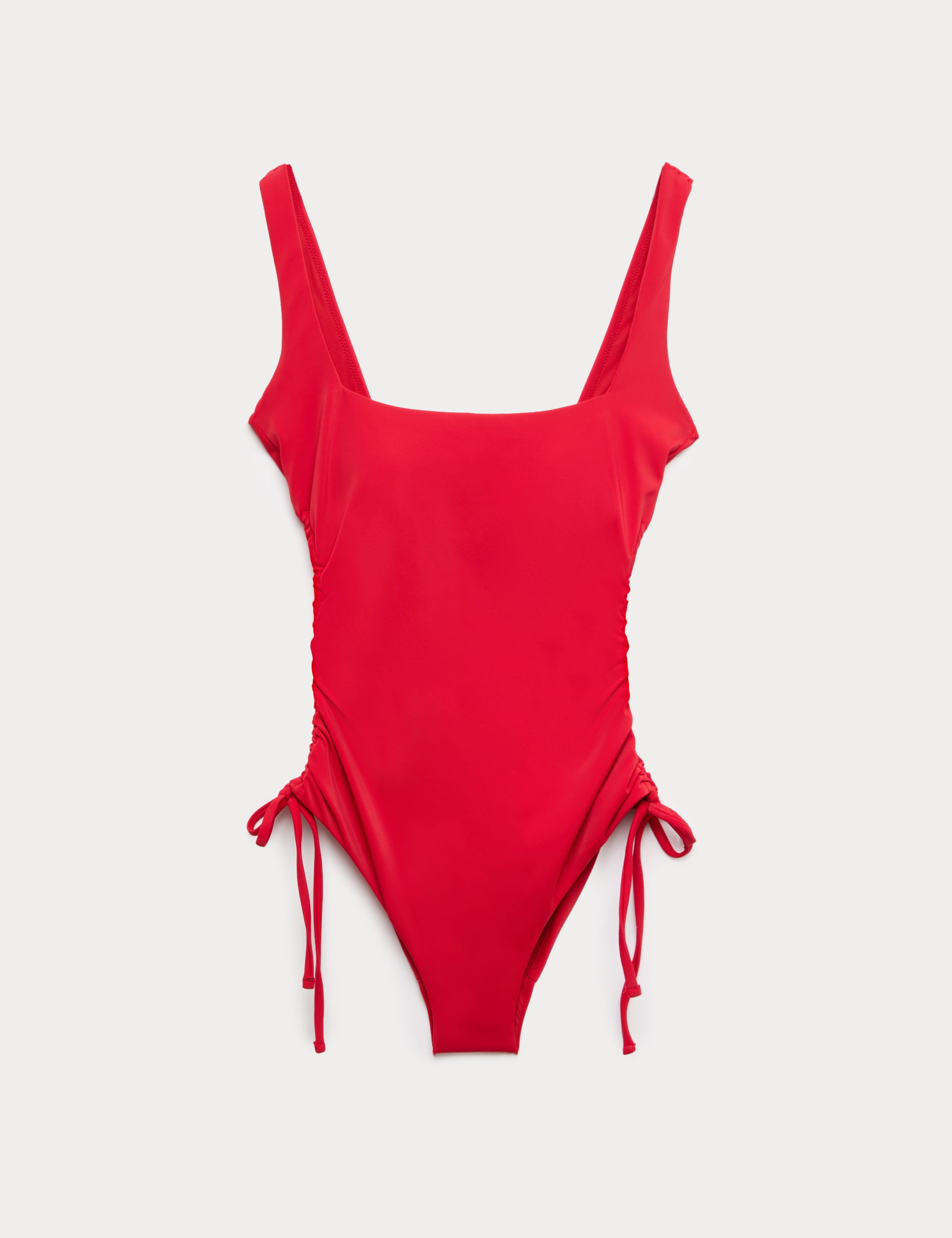 Padded Drawstring Side Square Neck Swimsuit