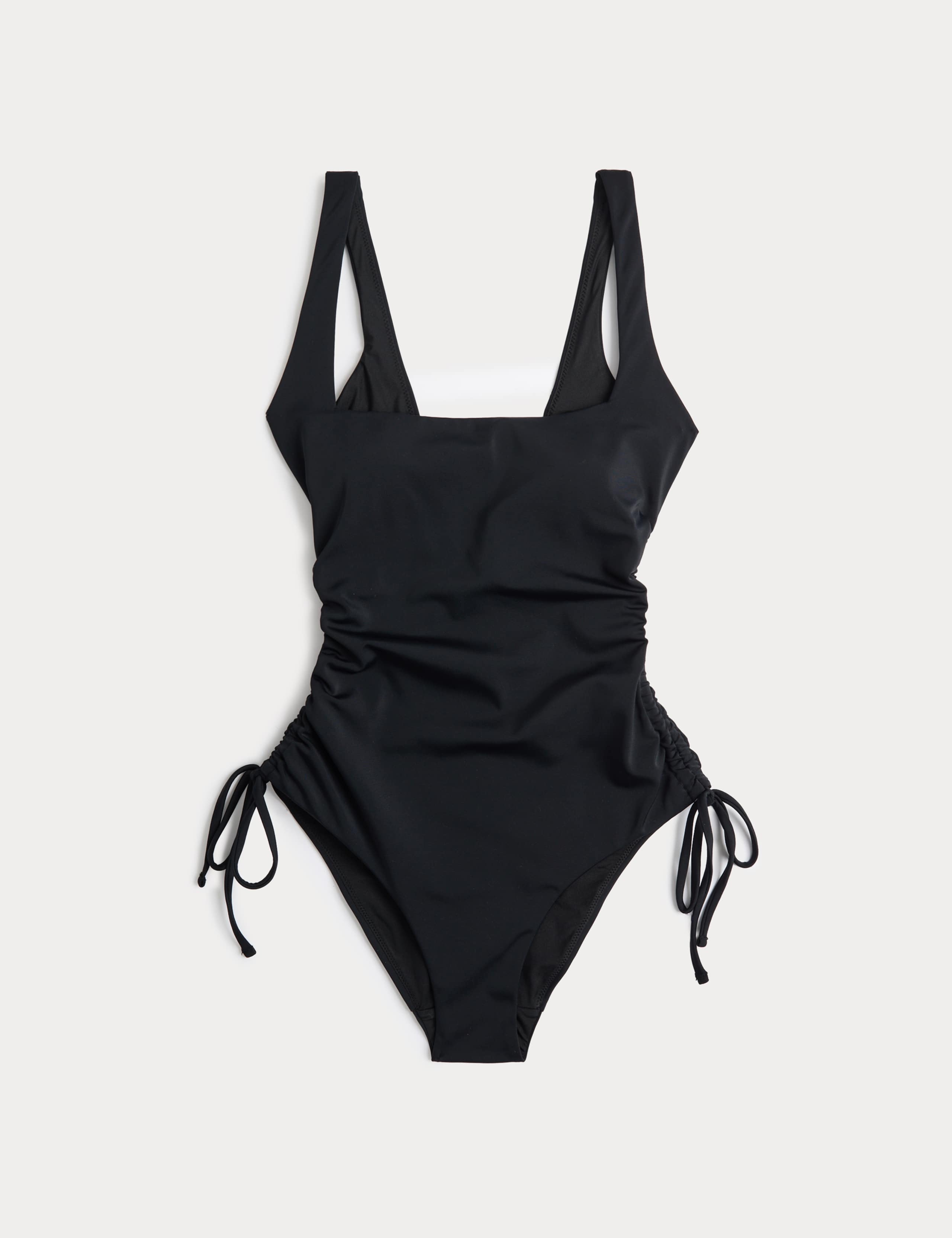 Padded Drawstring Side Square Neck Swimsuit