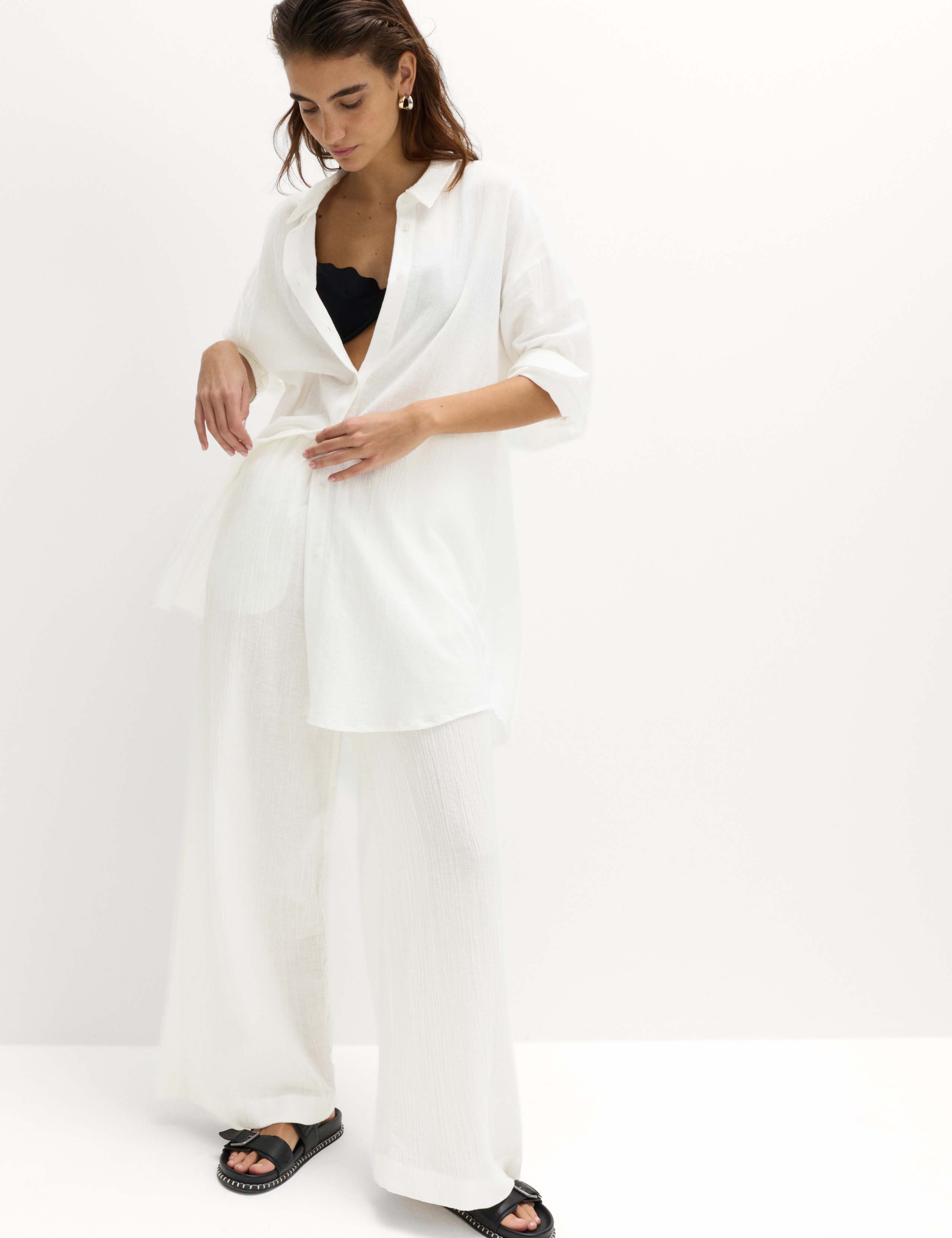 Cotton Rich Textured Shirt with Linen