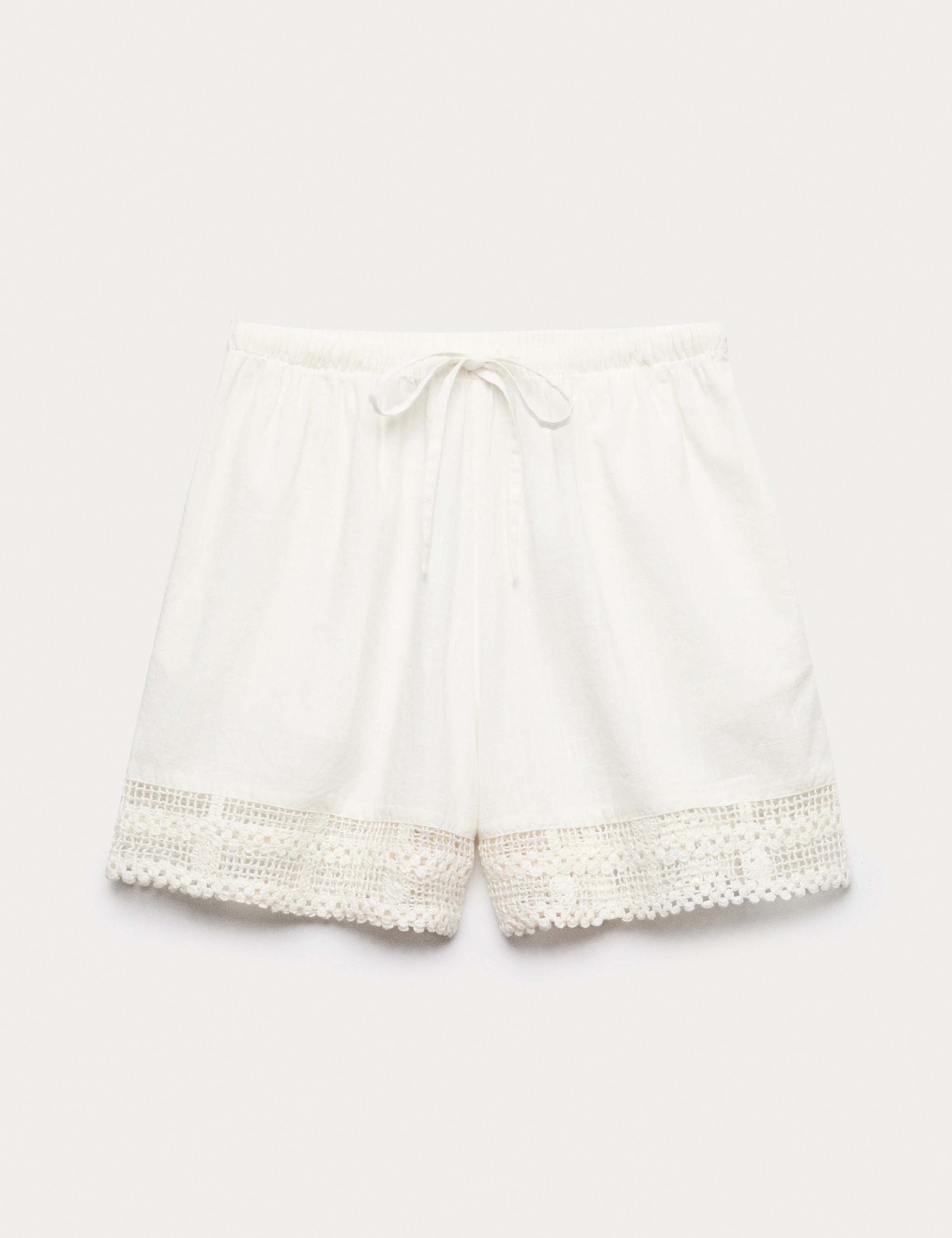 Pure Cotton Lace Insert Beach Shorts