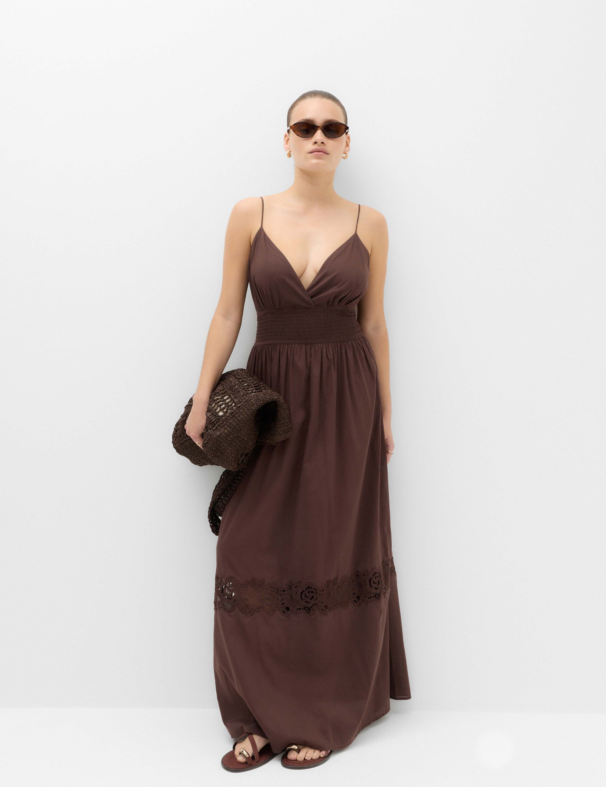 Pure Cotton Lace Insert Beach Dresses