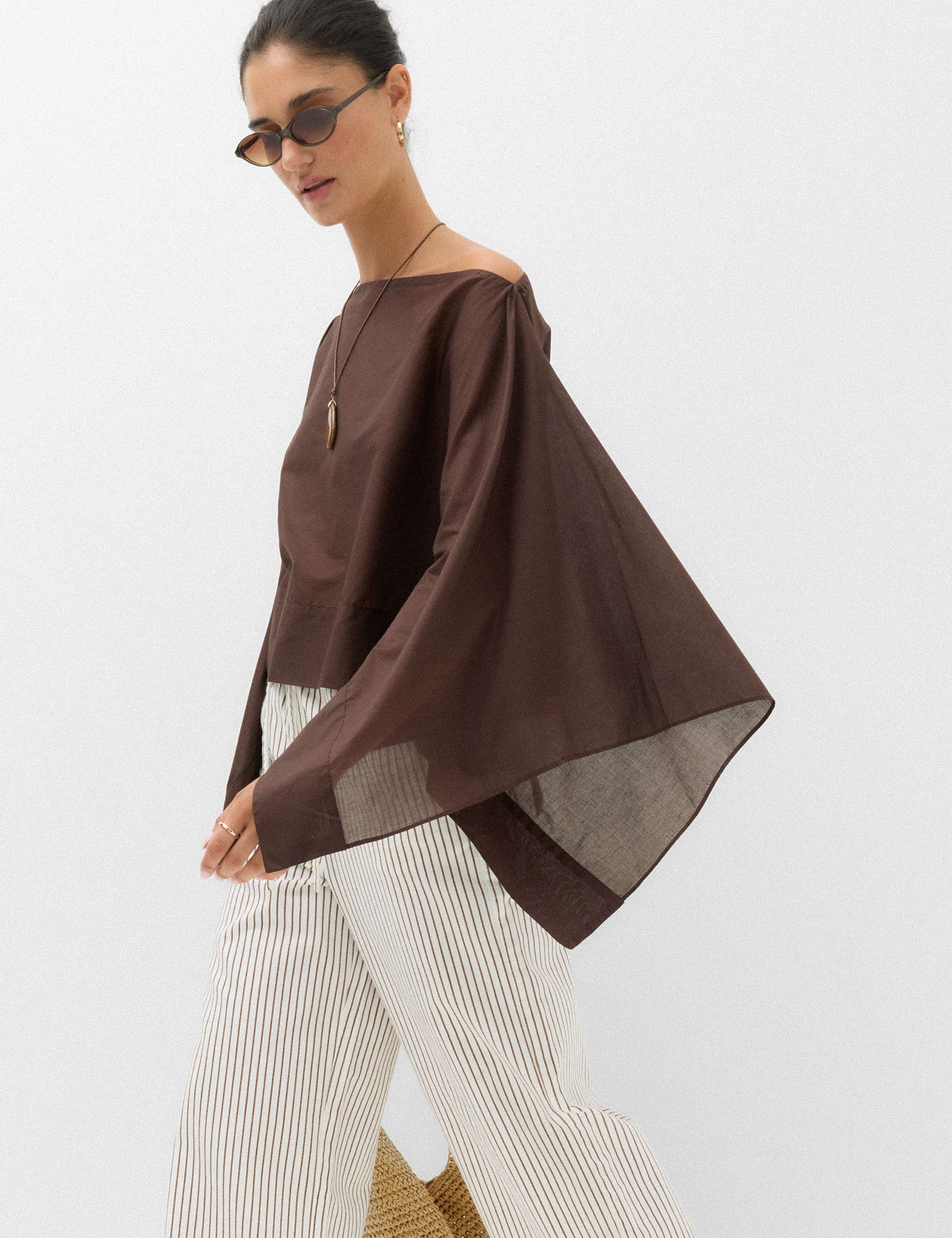 Pure Cotton Sheer Cape Top
