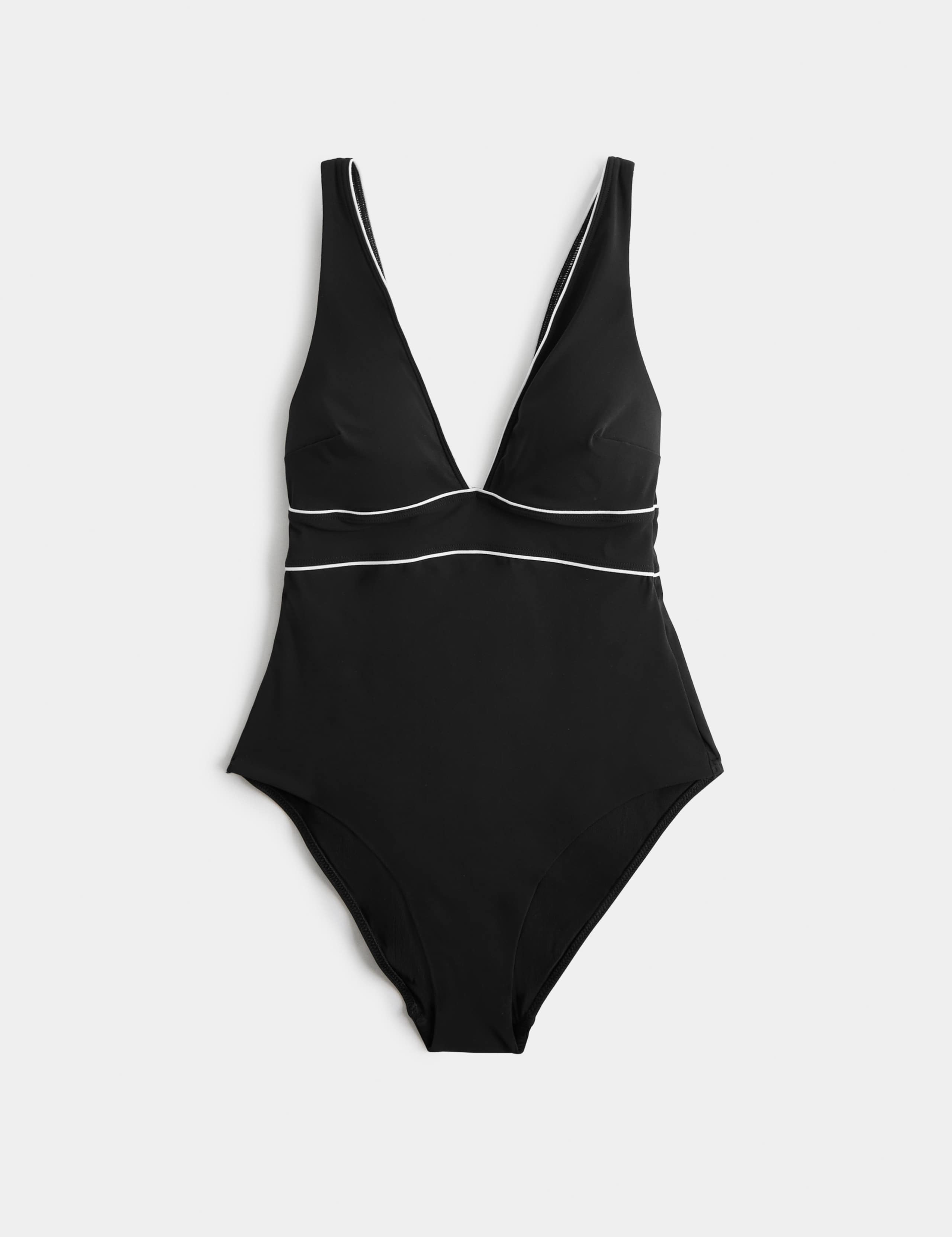 Firm Control Padded Piping Plunge Swimsuit