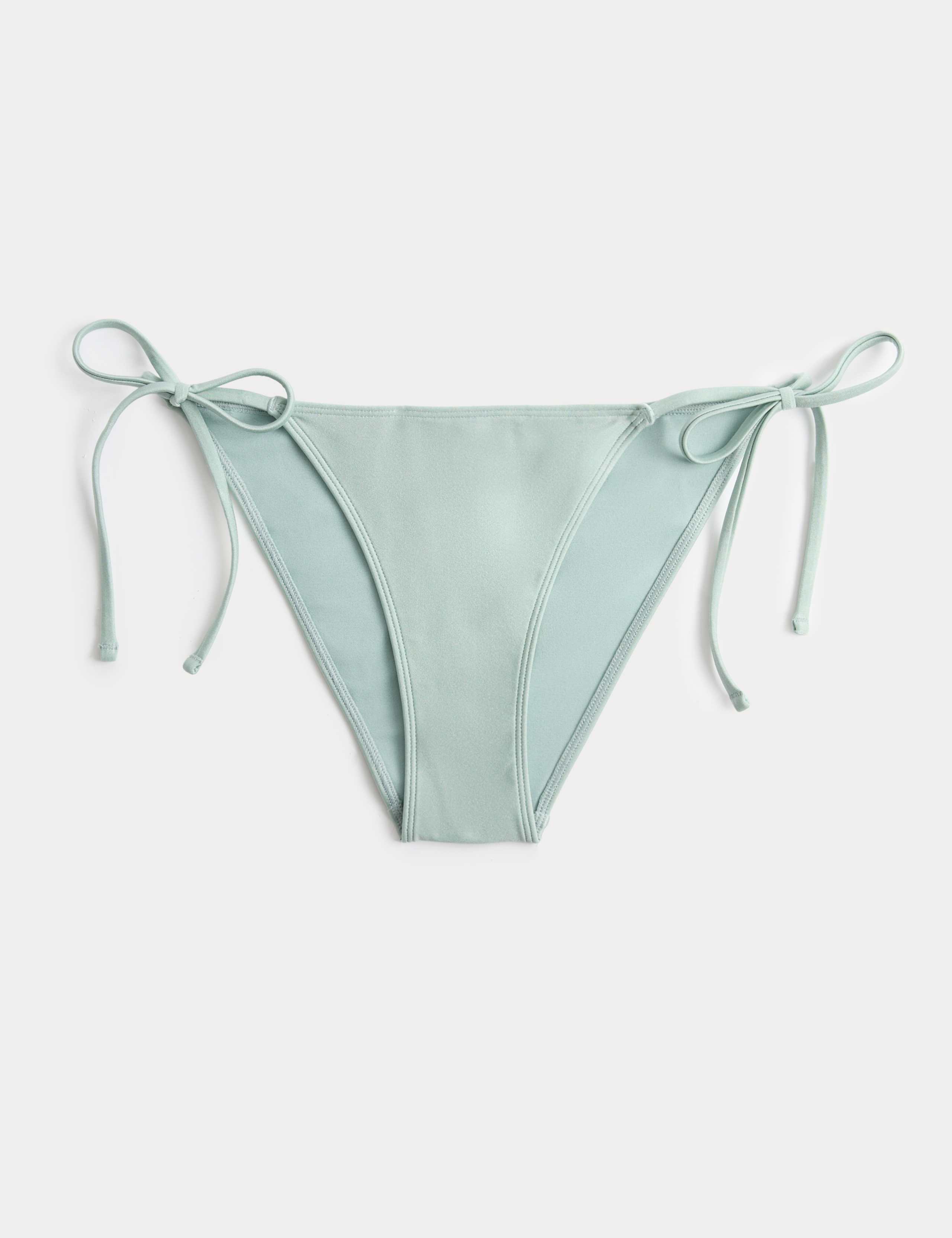 Metallic Sheen Tie Side Bikini Bottoms