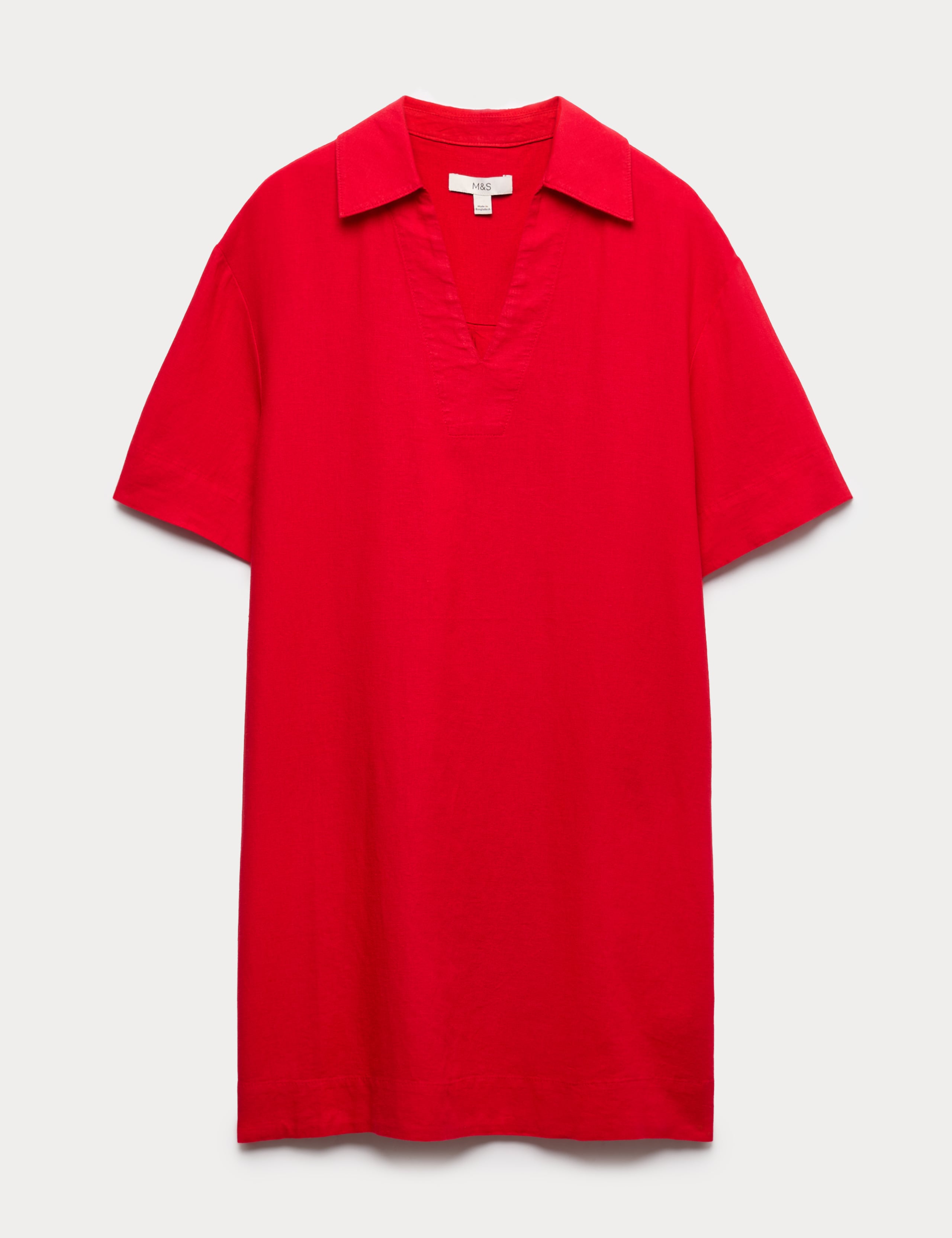 Linen Rich Collared Mini Shift Dress