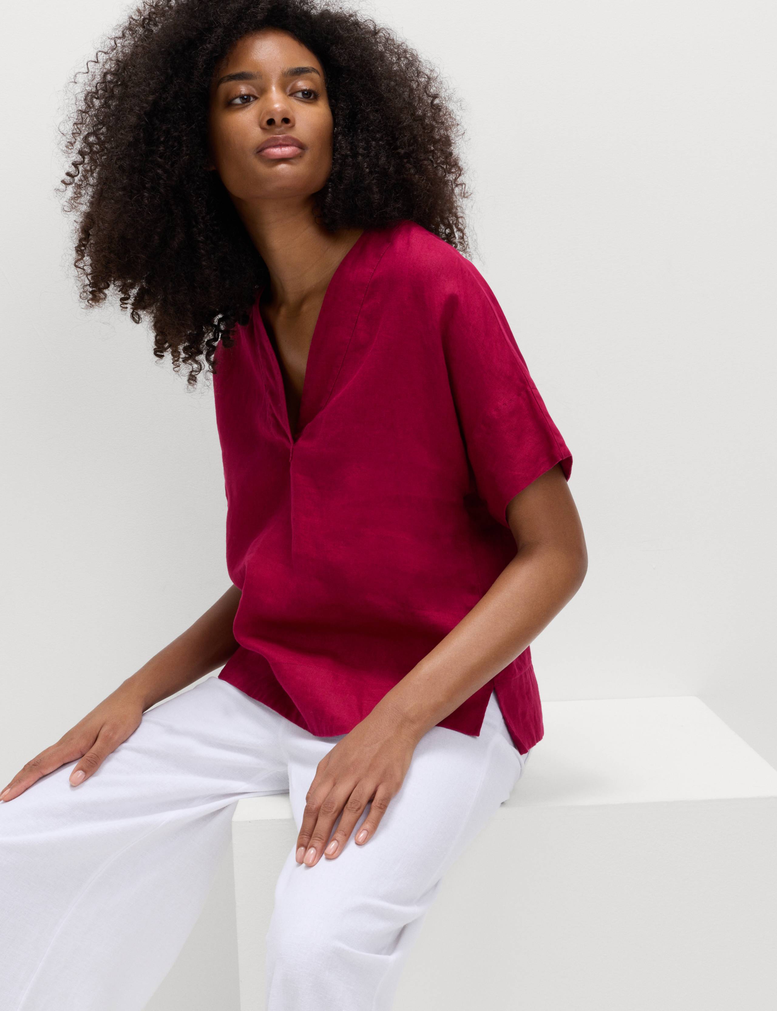 Pure Linen V-Neck Popover Top