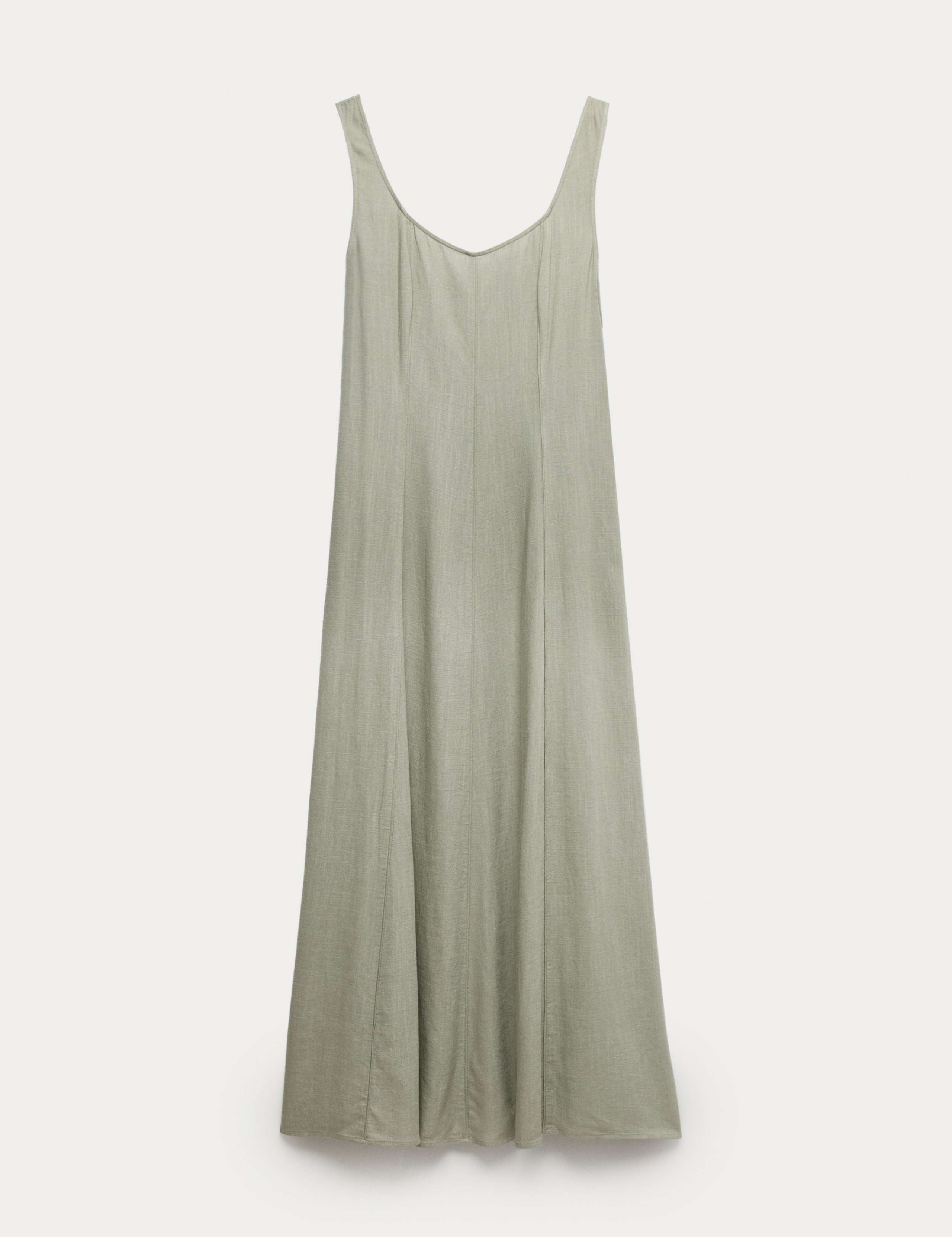 Scoop Neck Midaxi Slip Dress with Linen