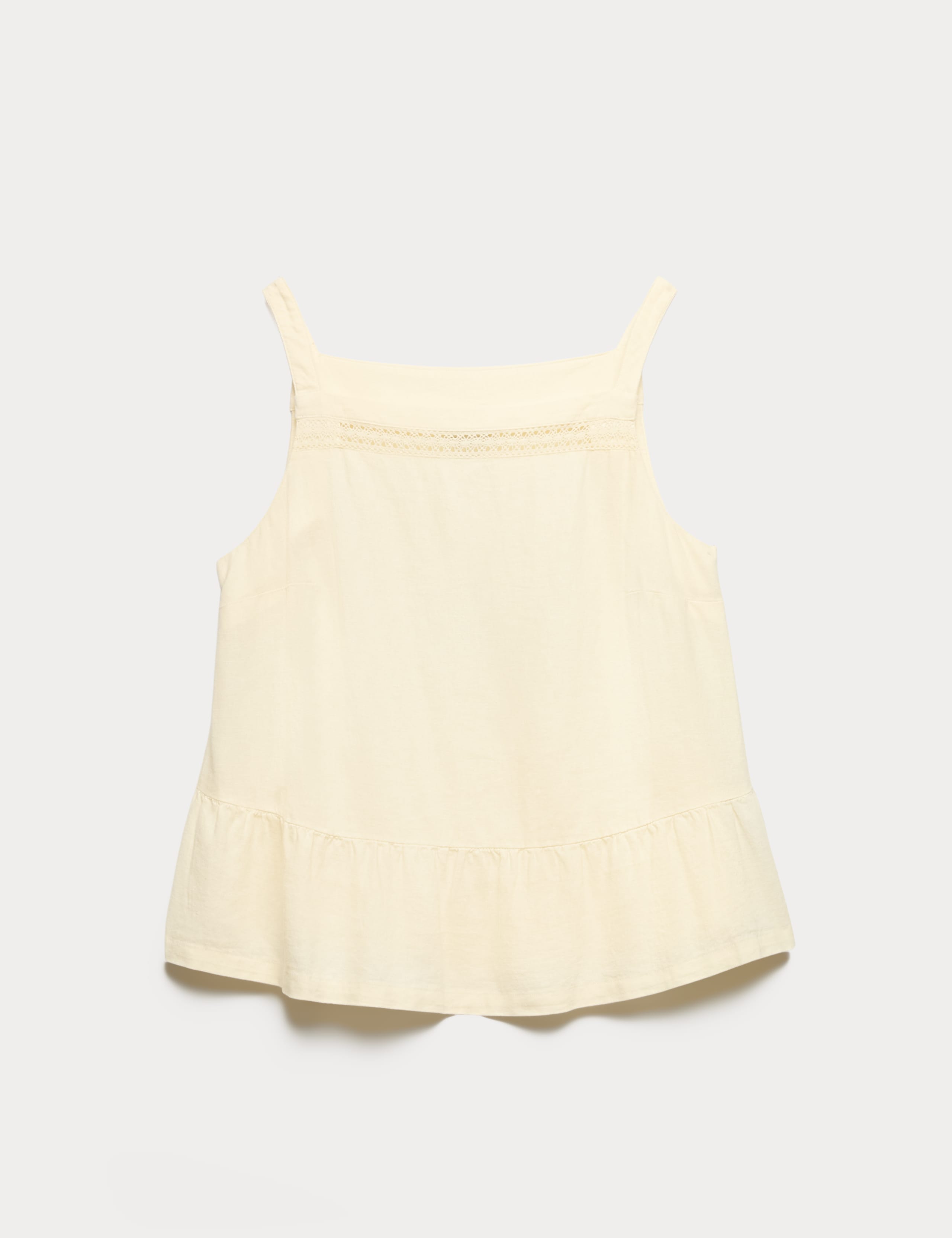 Linen Rich Square Neck Lace Insert Top