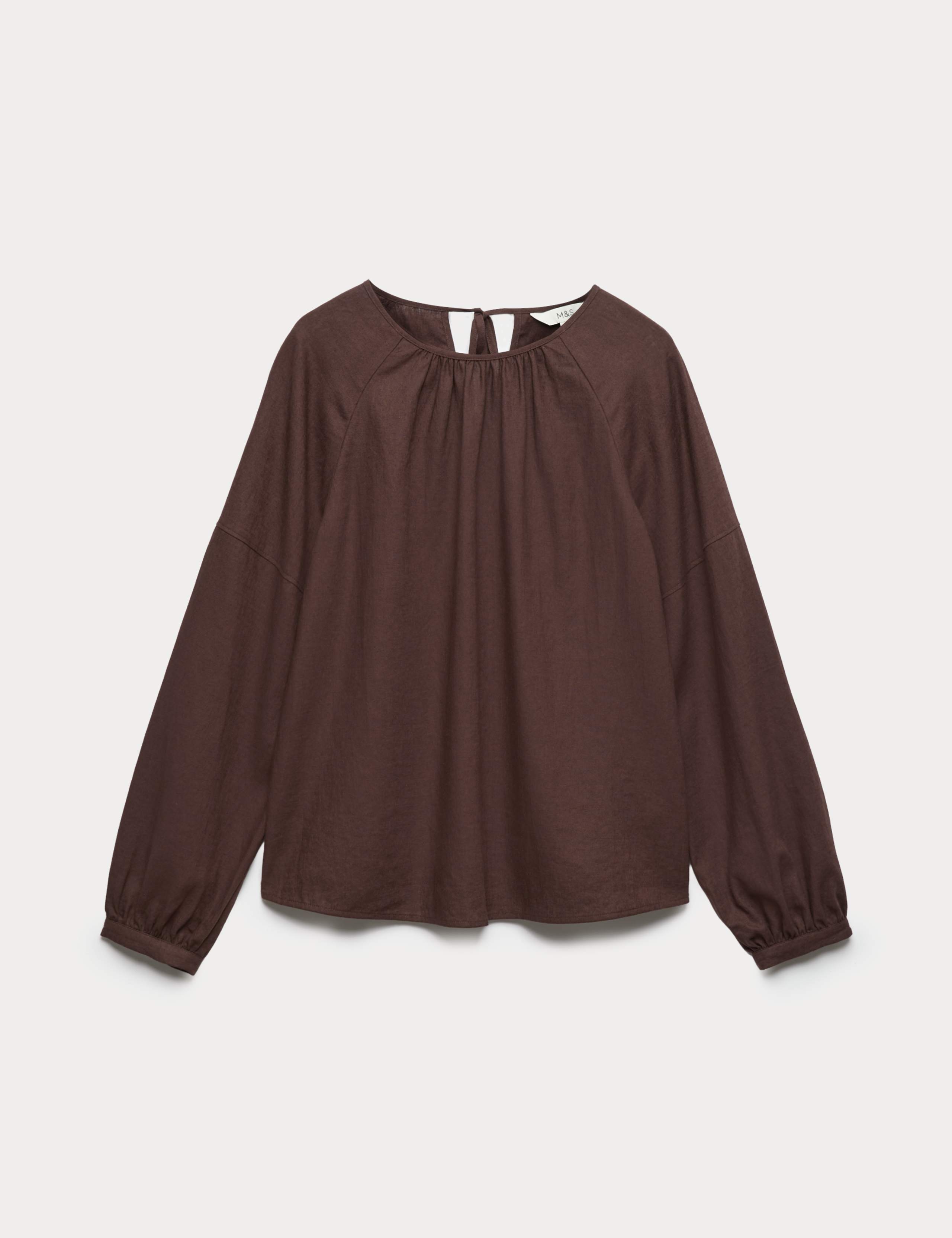 Linen Rich Round Neck Blouse