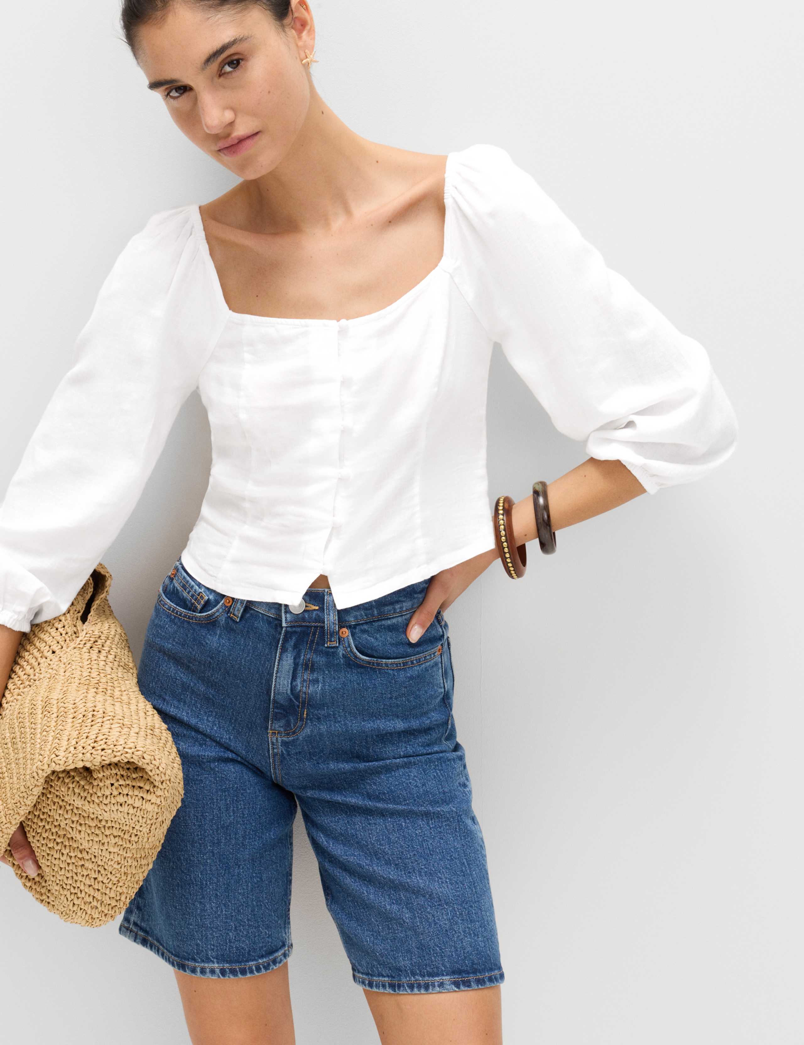 Linen Rich Puff Sleeve Top