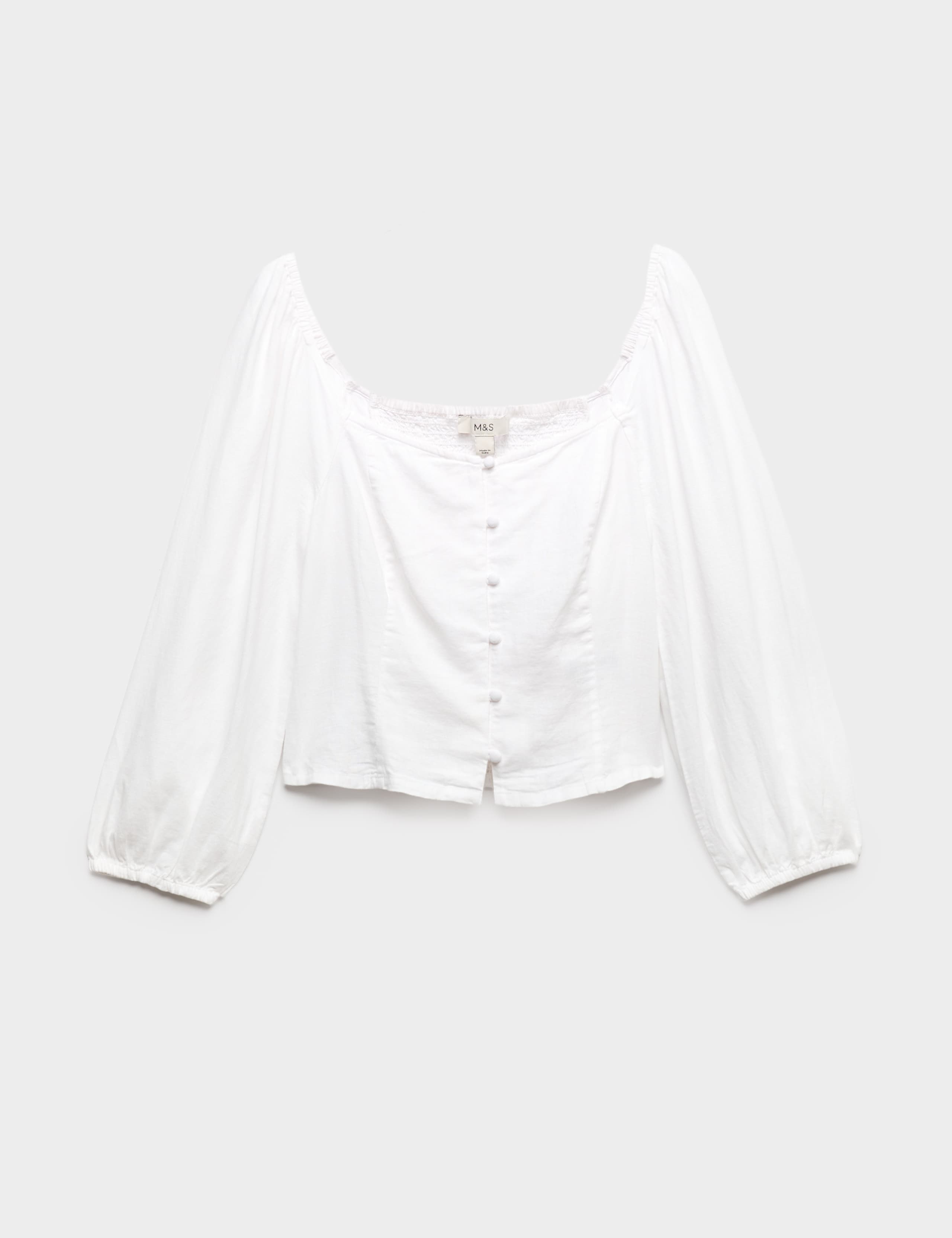 Linen Rich Puff Sleeve Top