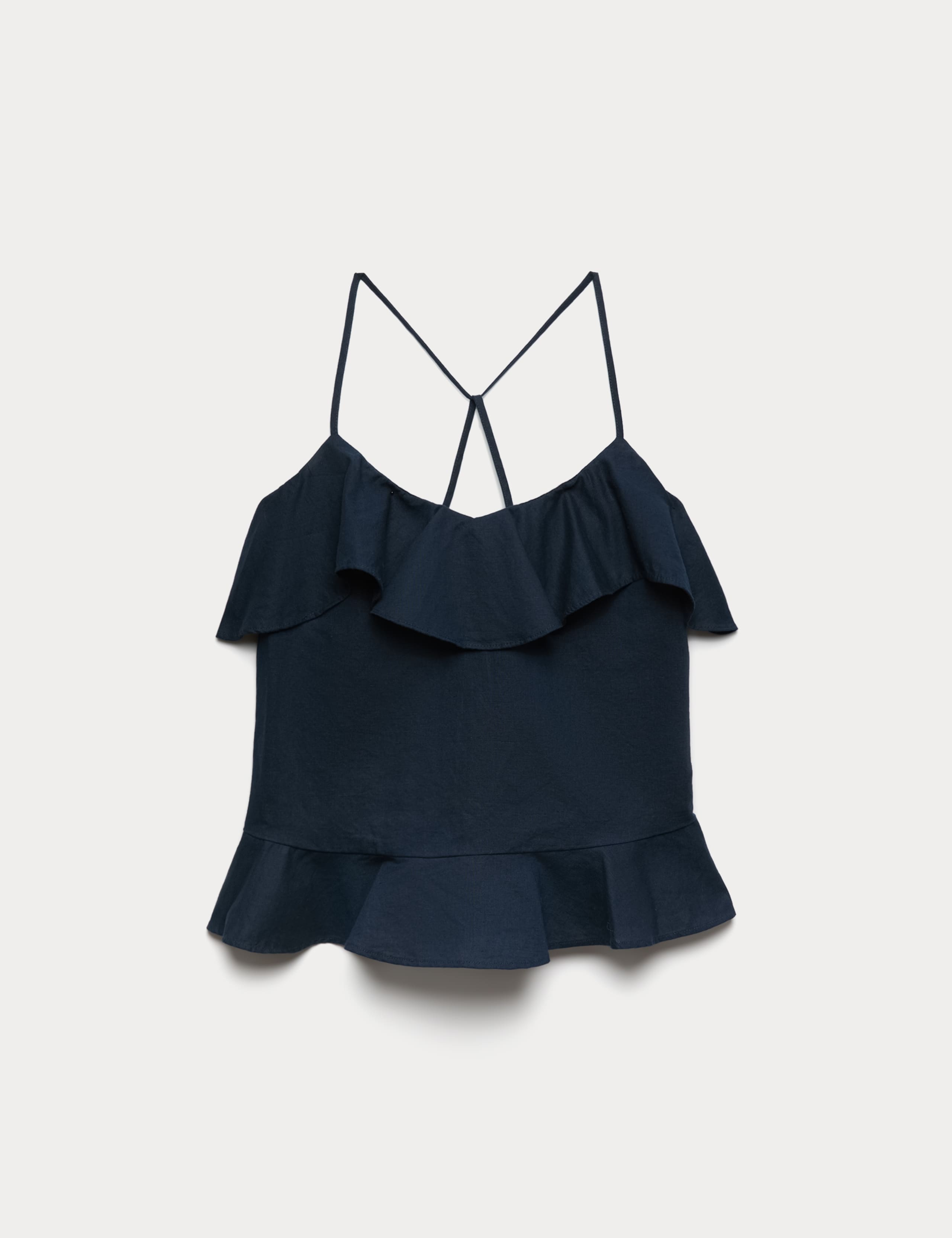 Linen Cotton Blend Ruffle Cami Top