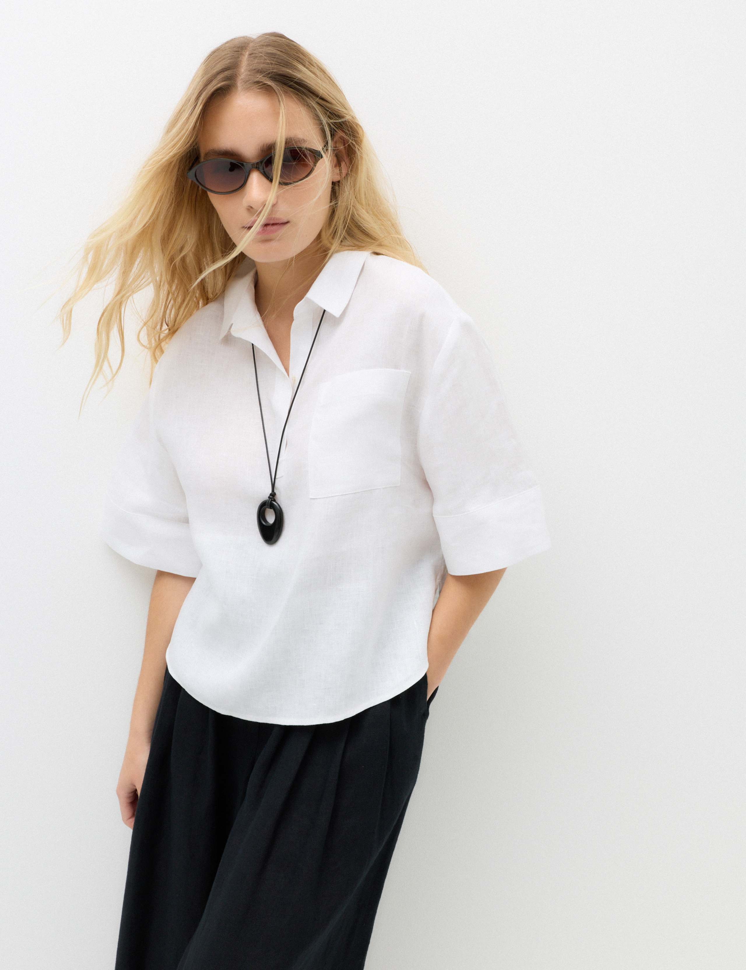 Pure Linen V-Neck Relaxed Top
