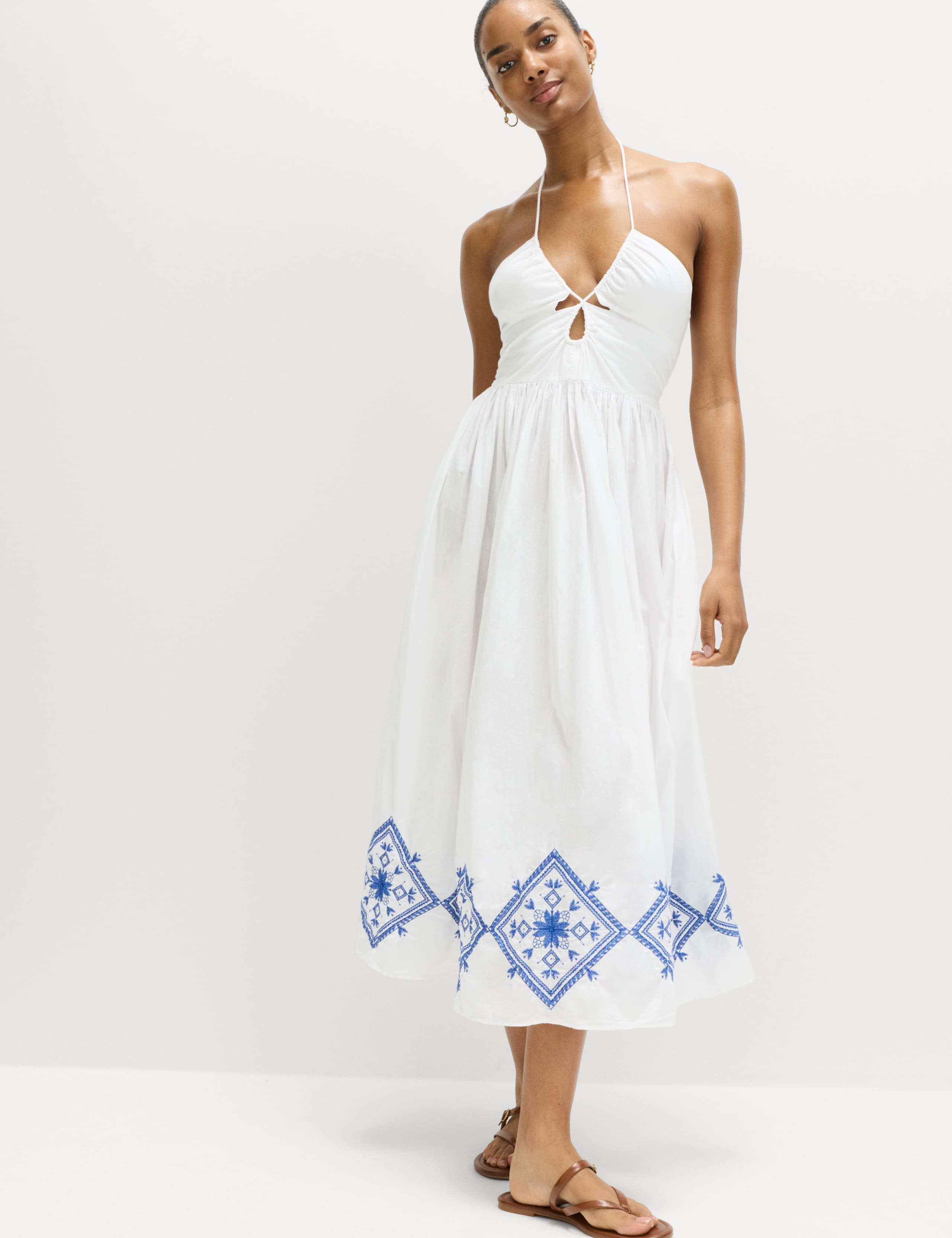 Cutout Embroidered Midaxi Beach Dress