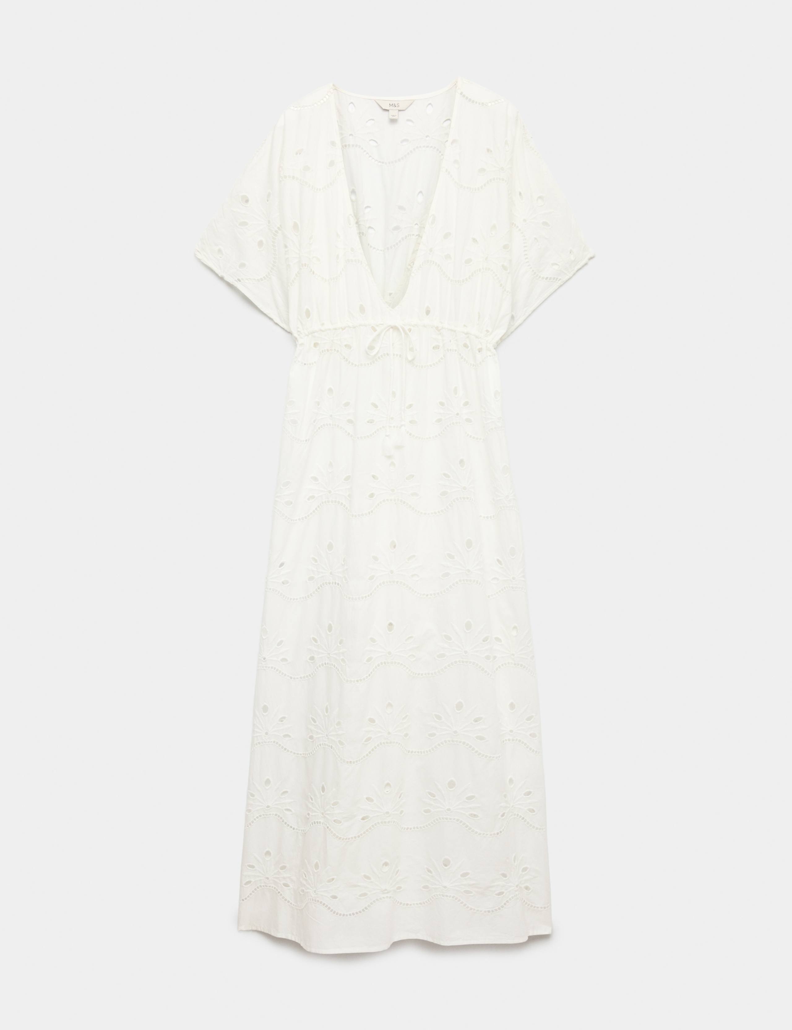 Pure Cotton Cutwork Maxi Kaftan Dress