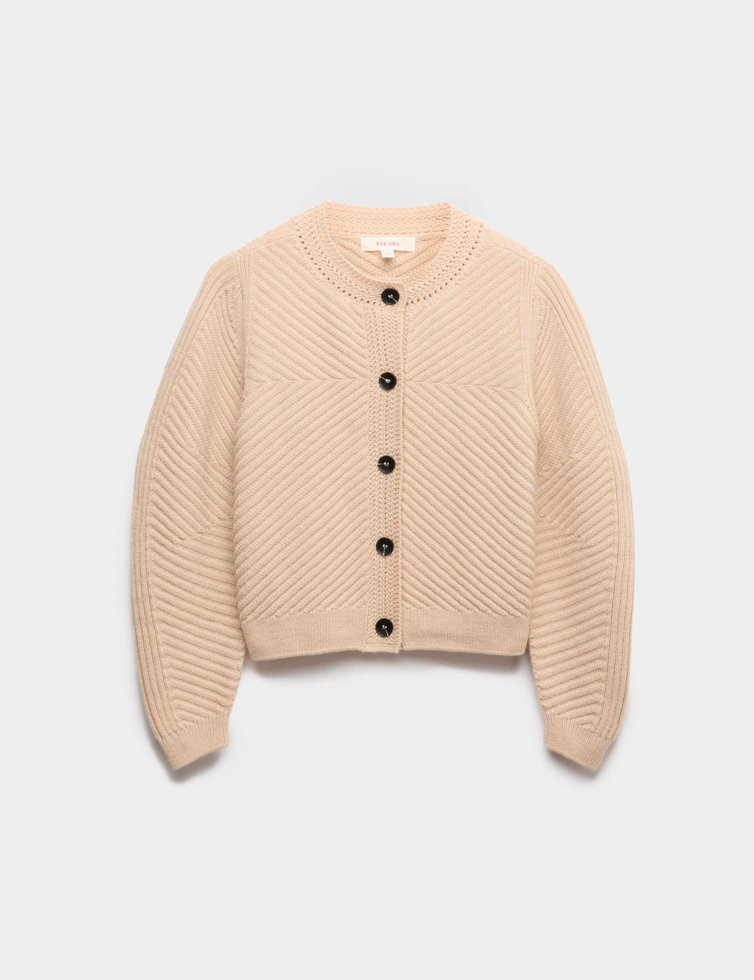 Ribbed Balloon Sleeve Cardigan