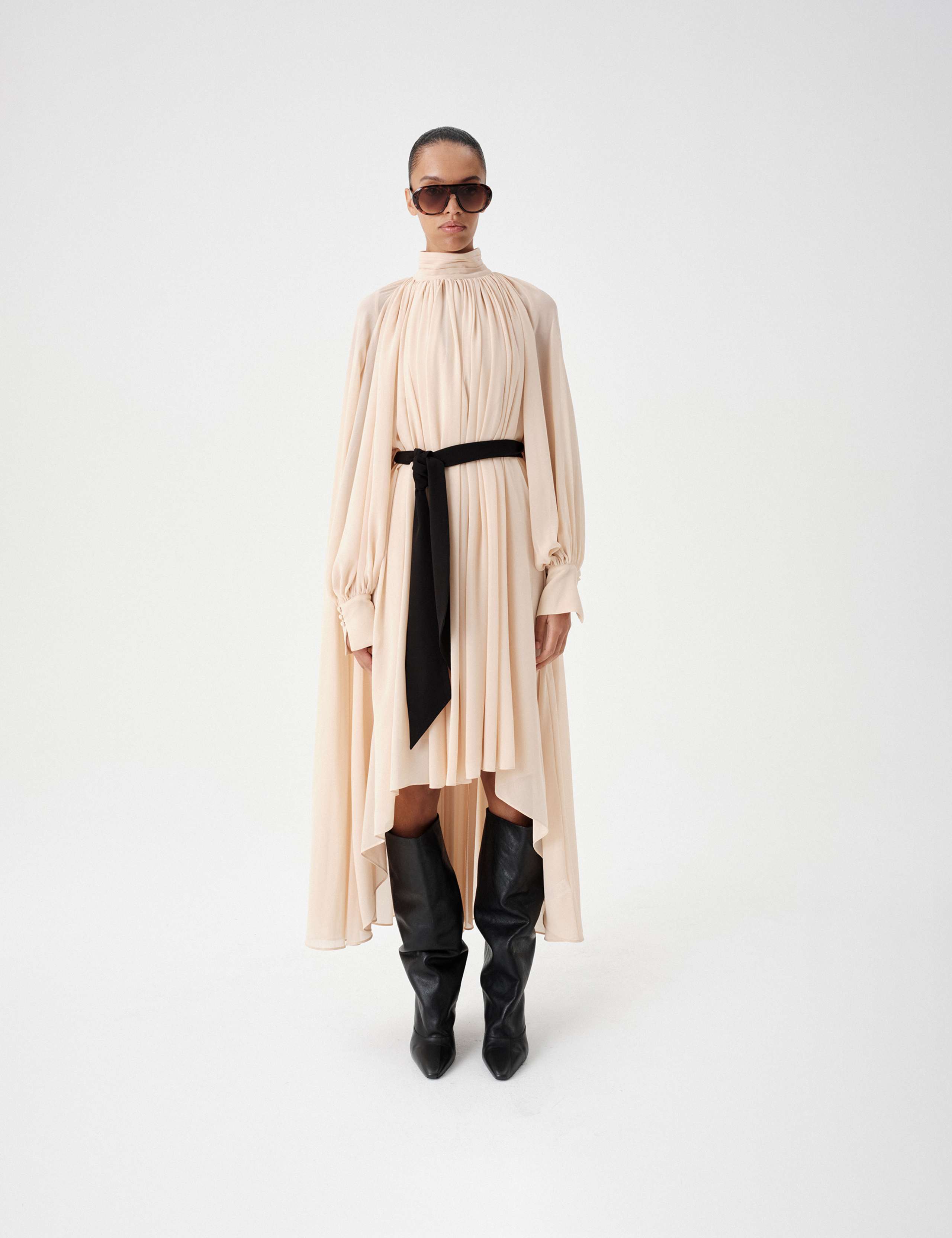High Neck Maxi Waisted Dress