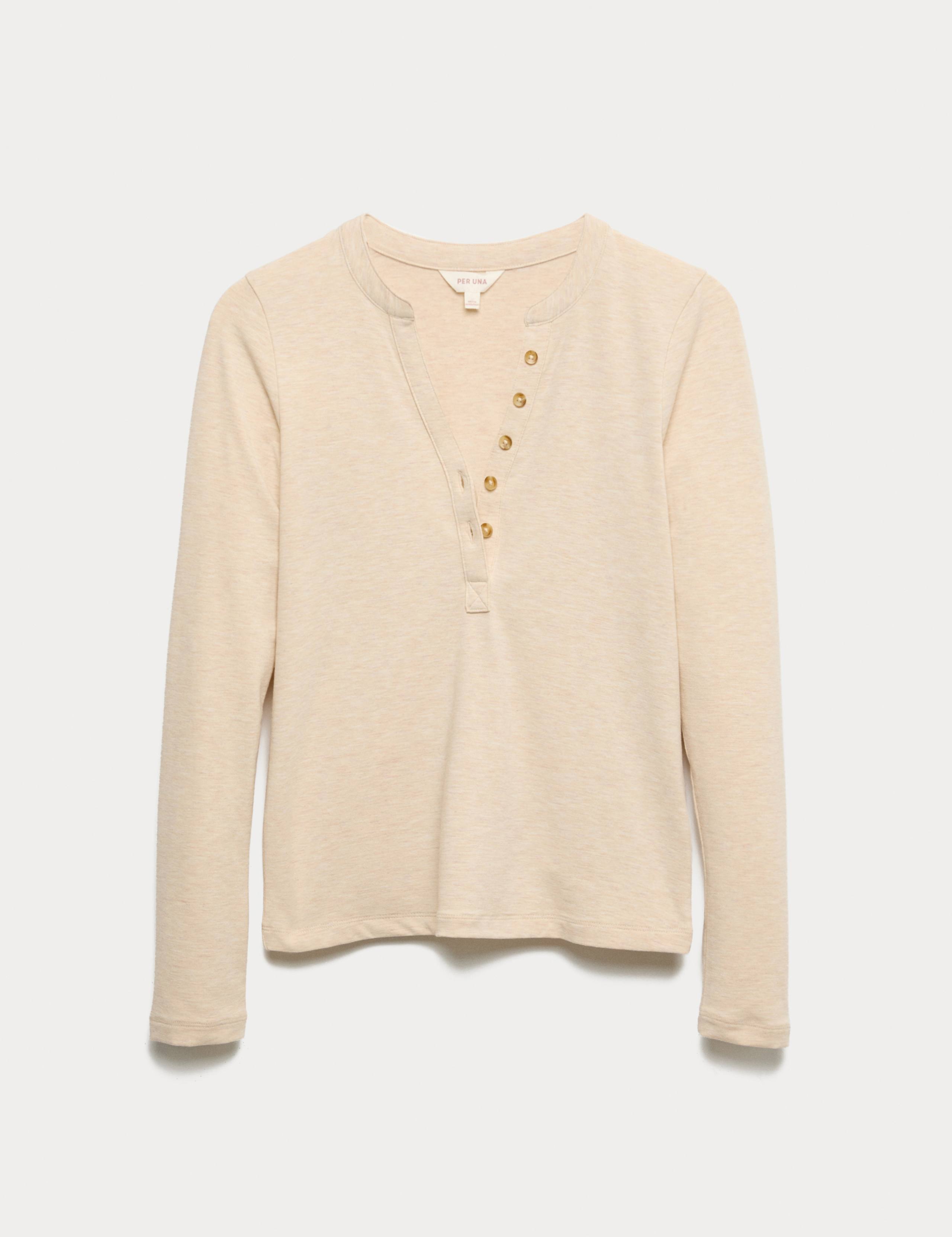 Marled Jersey Henley Top