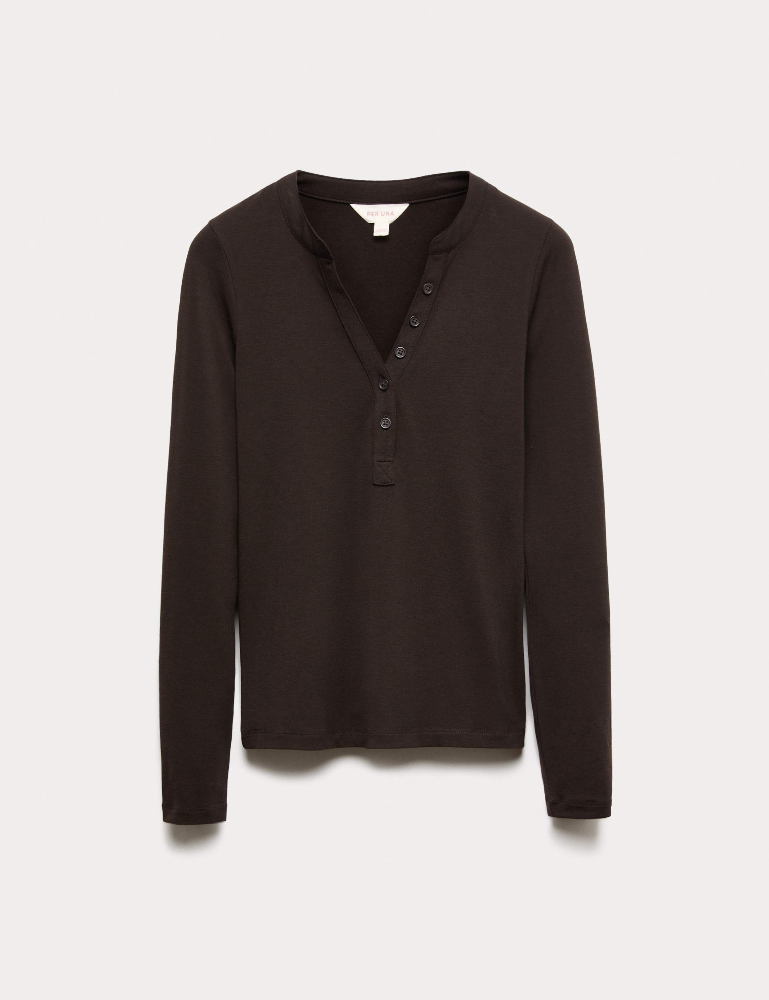 Marled Jersey Henley Top