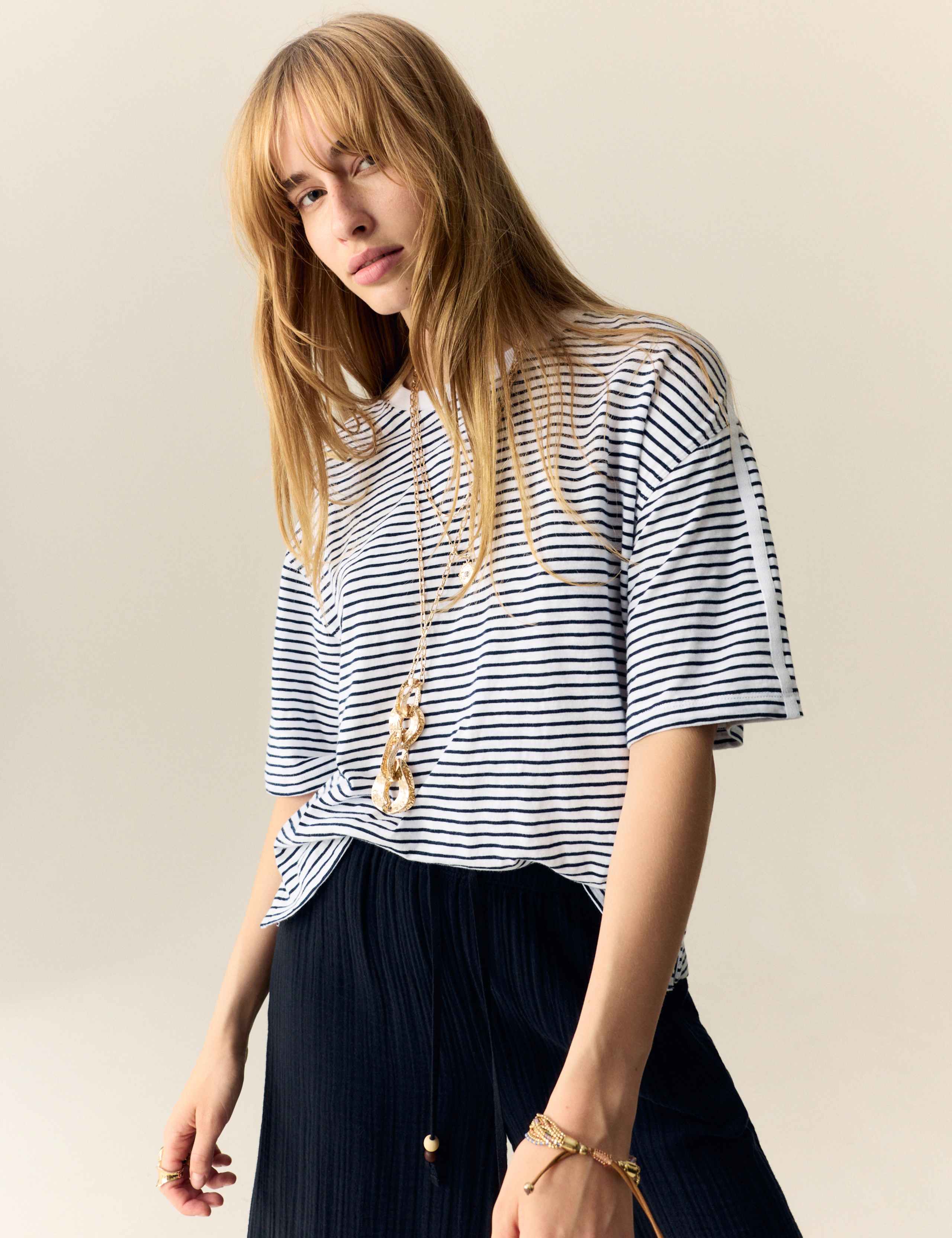 Pure Cotton Striped T-Shirt