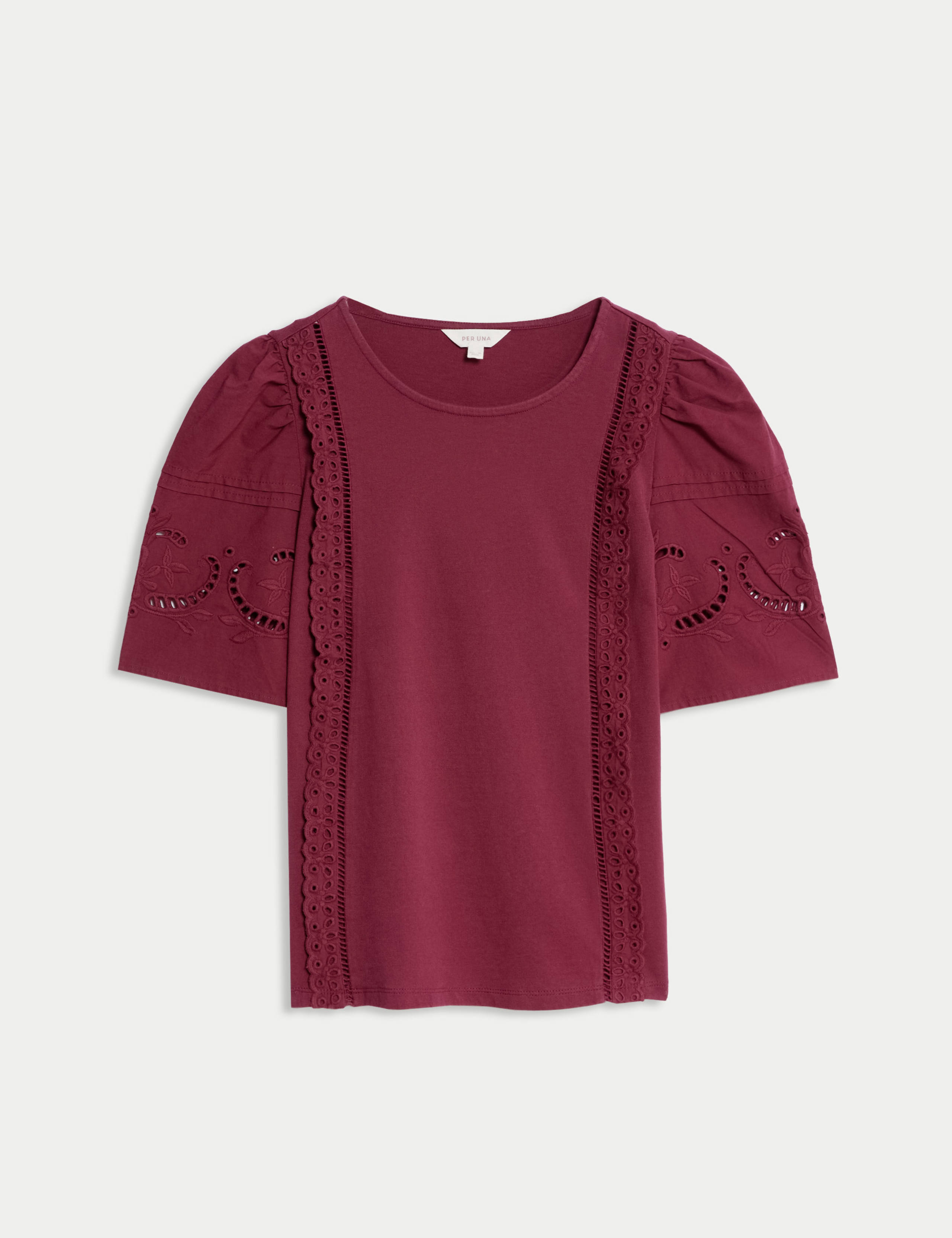 Pure Cotton Embroidered Lace Trim Top
