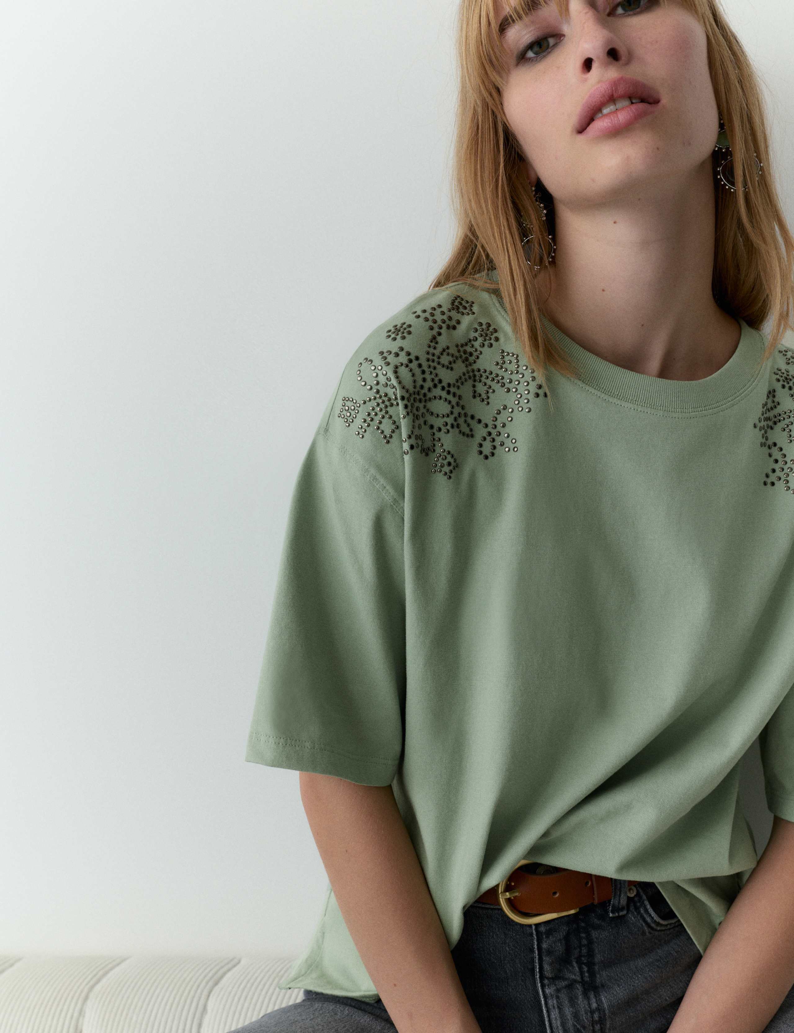 Pure Cotton Studded T-Shirt