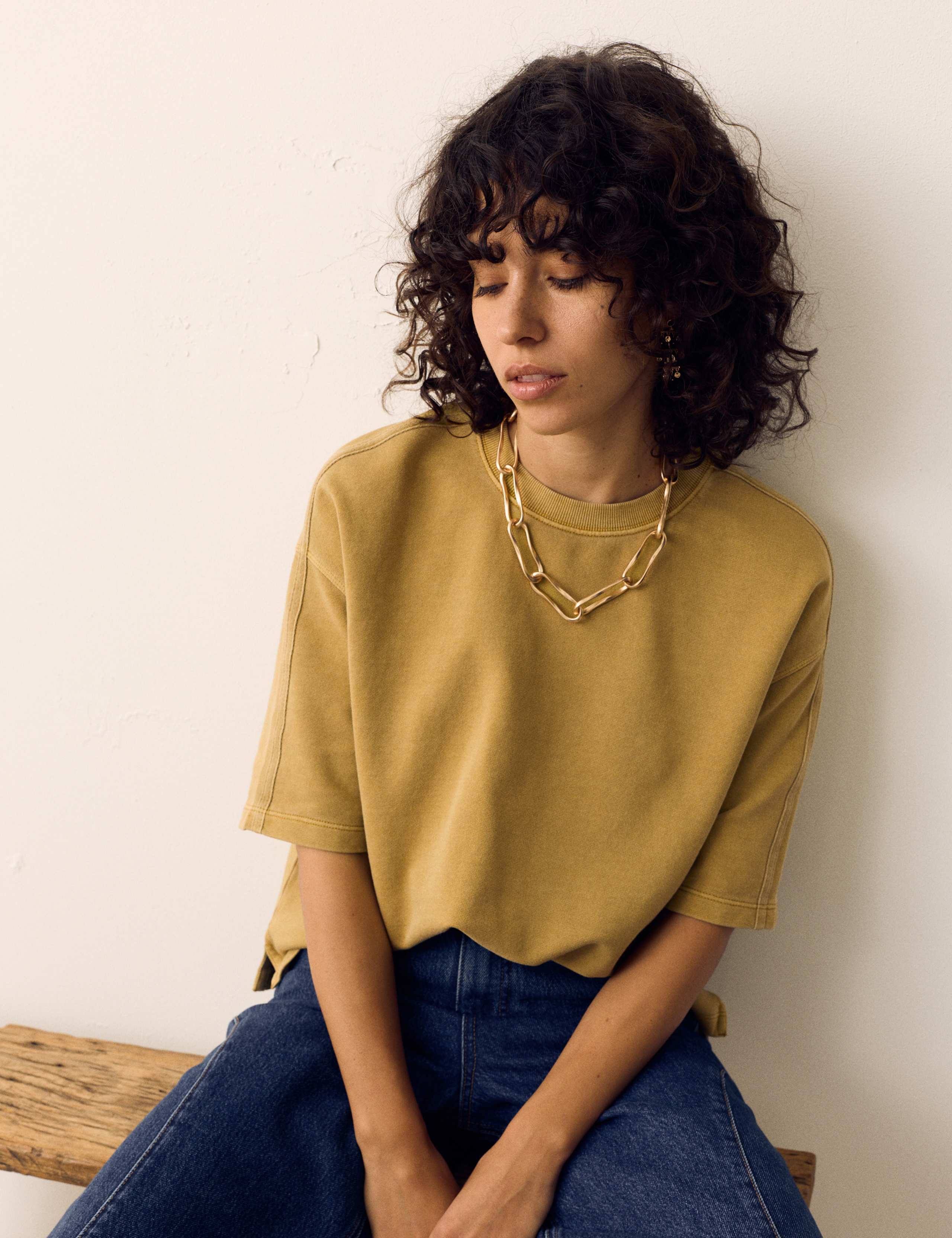 Pure Cotton Crew Neck Boxy Sweatshirt