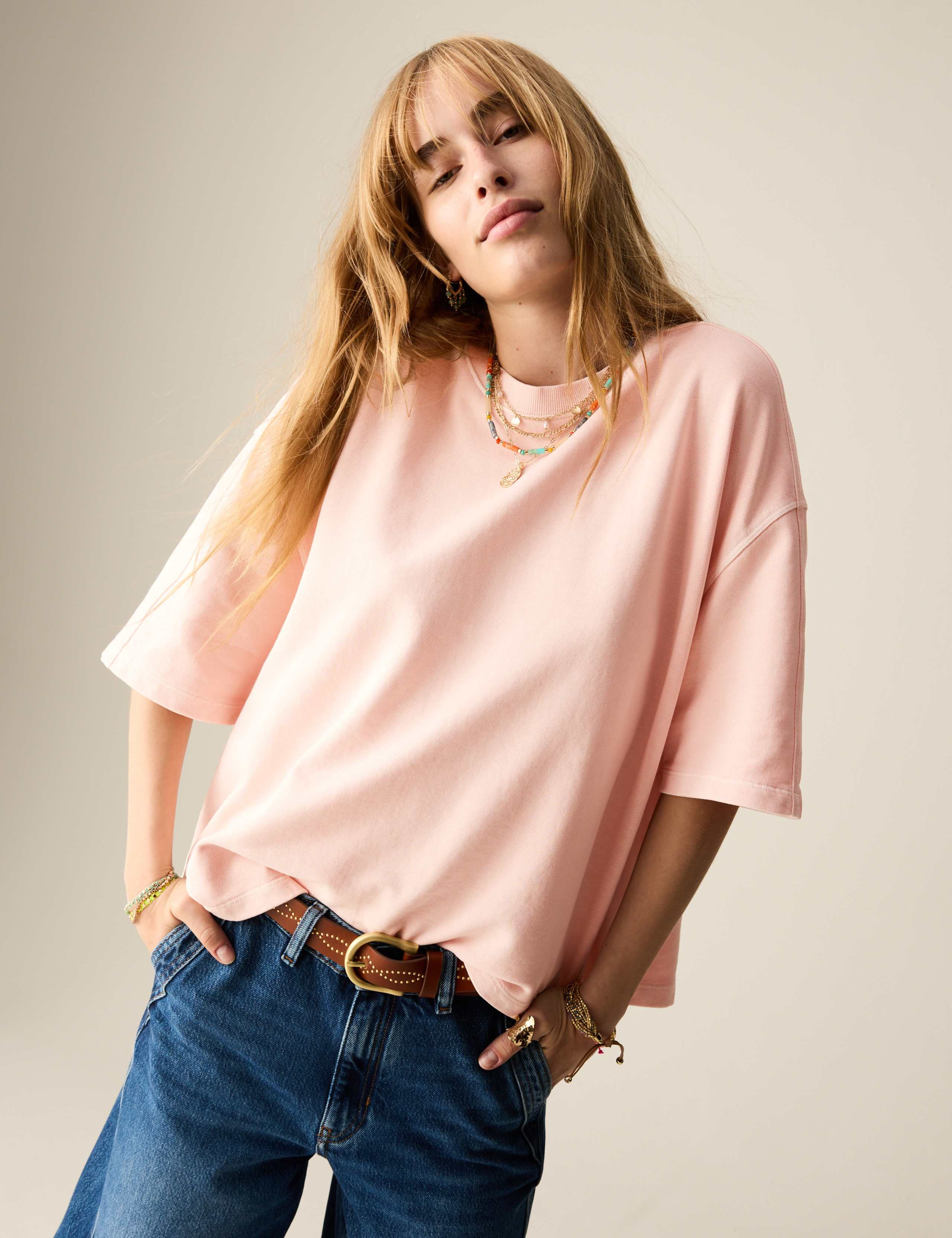 Pure Cotton Crew Neck Boxy Sweatshirt