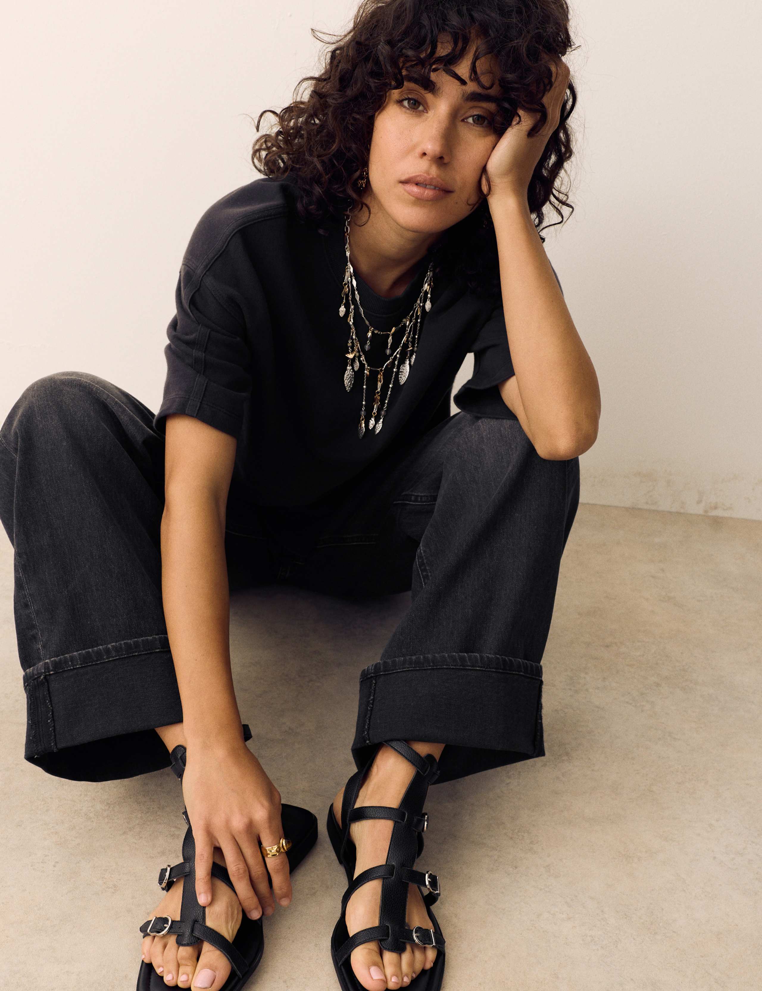 Pure Cotton Crew Neck Boxy Sweatshirt