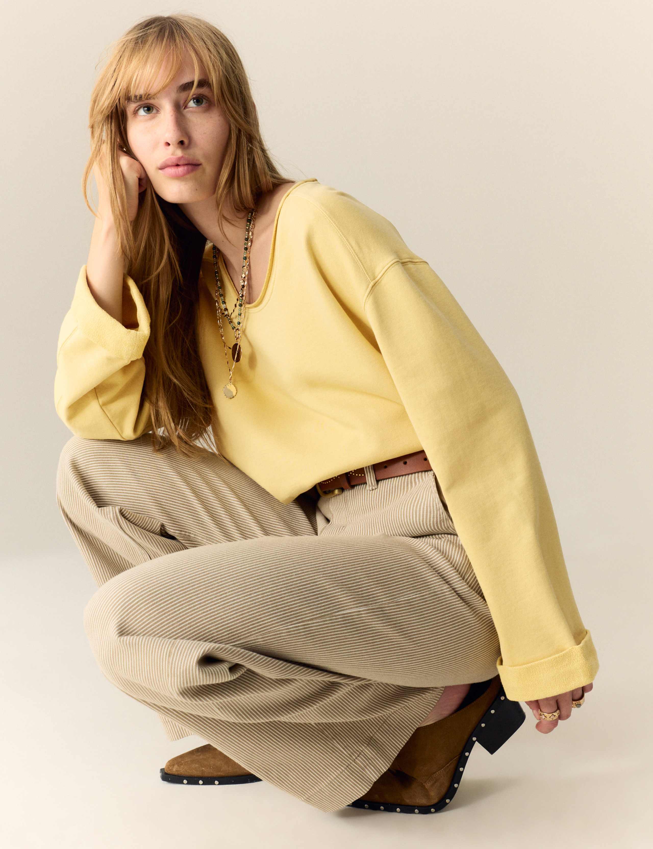Pure Cotton Scoop Neck Sweatshirt