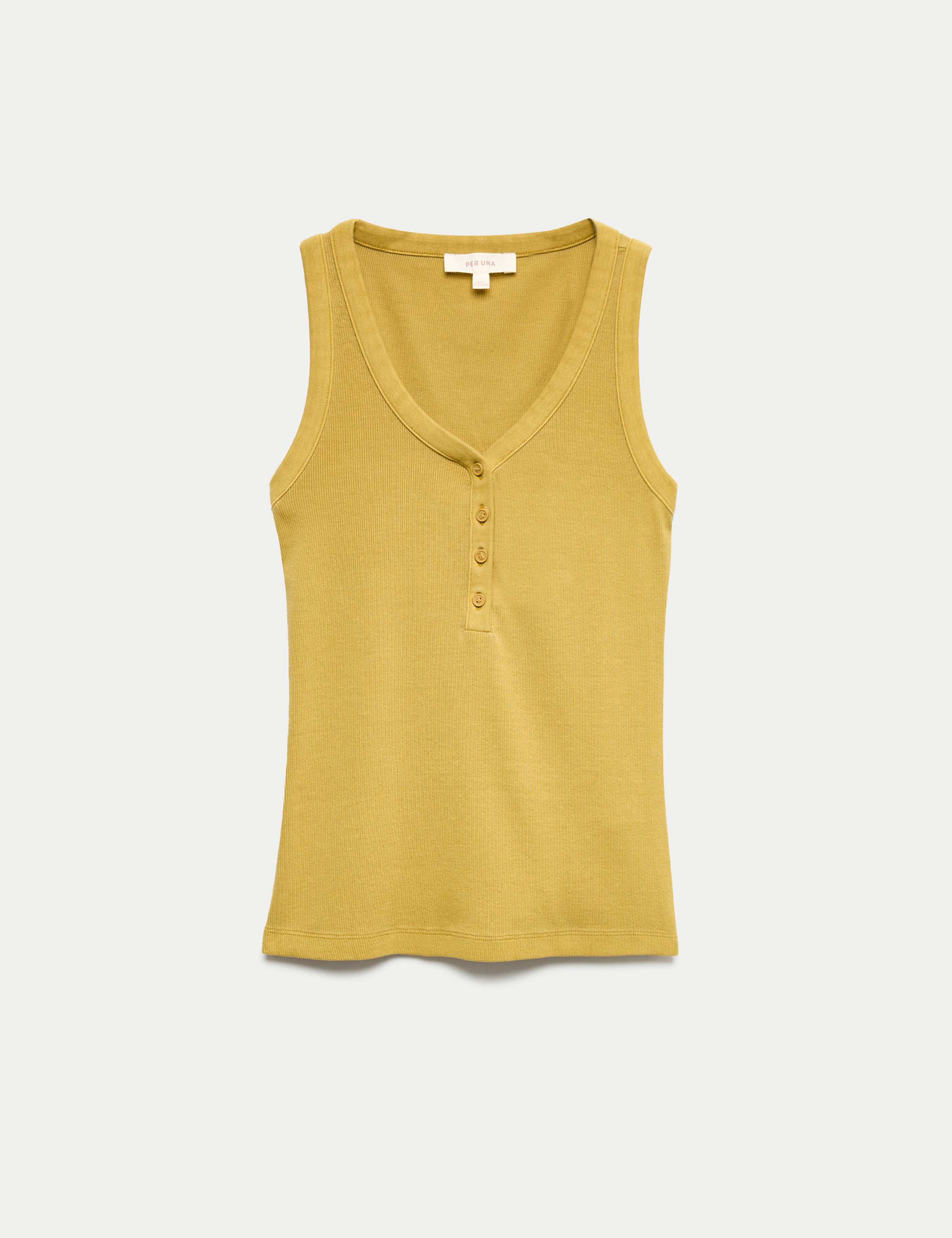 Cotton Modal Blend Scoop Neck Henley Vest