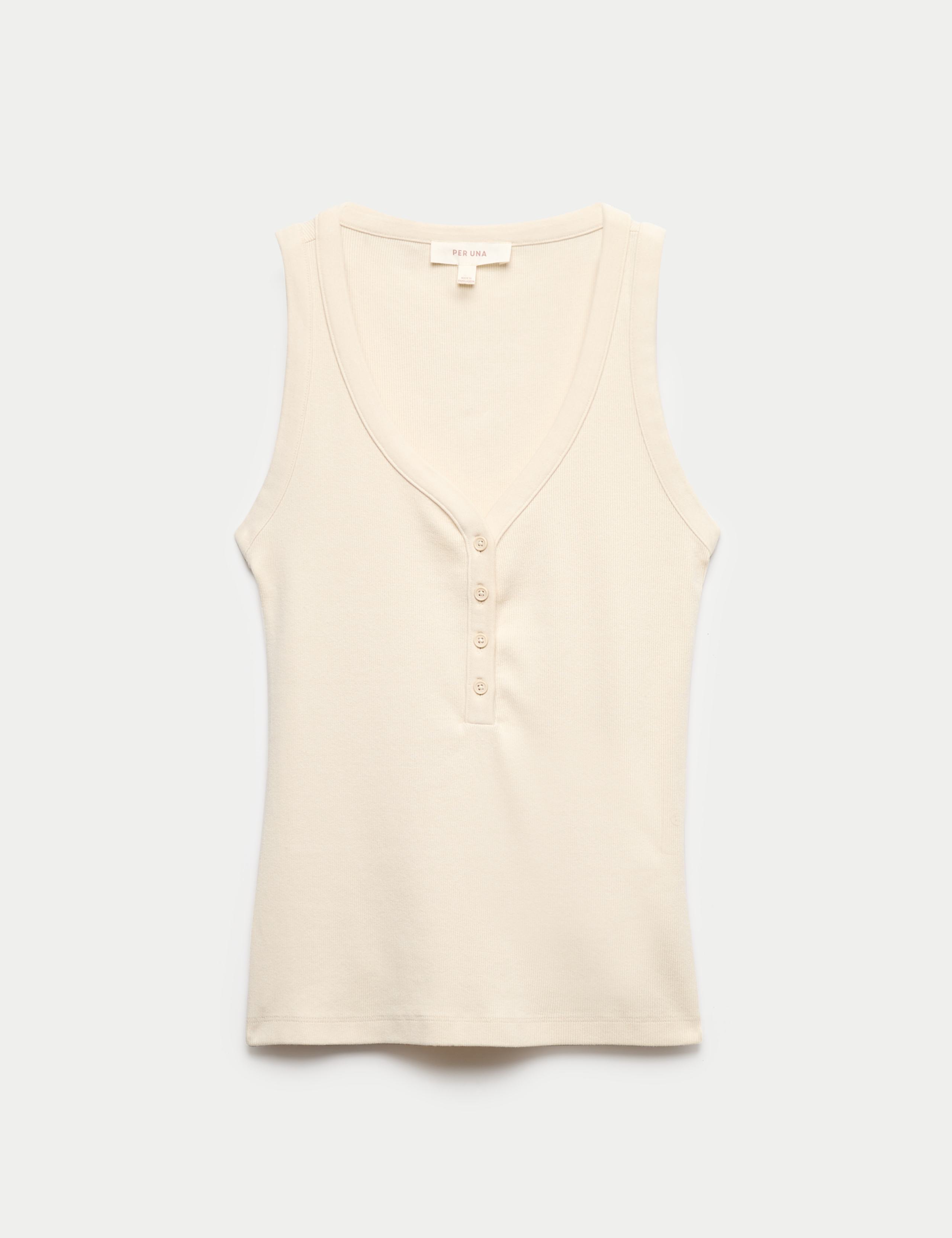 Cotton Modal Blend Scoop Neck Henley Vest