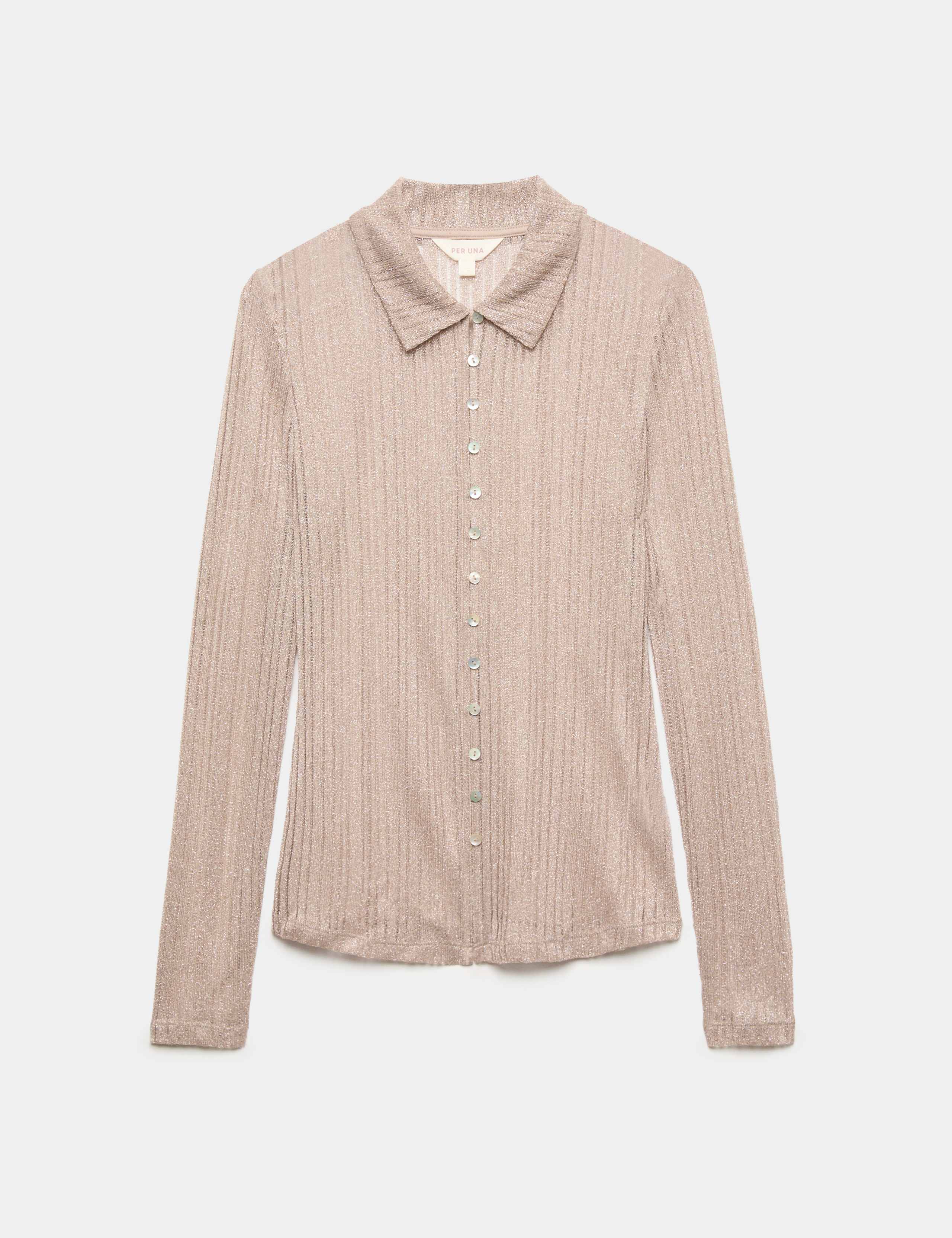 Shimmer Knitted Long Sleeve Shirt
