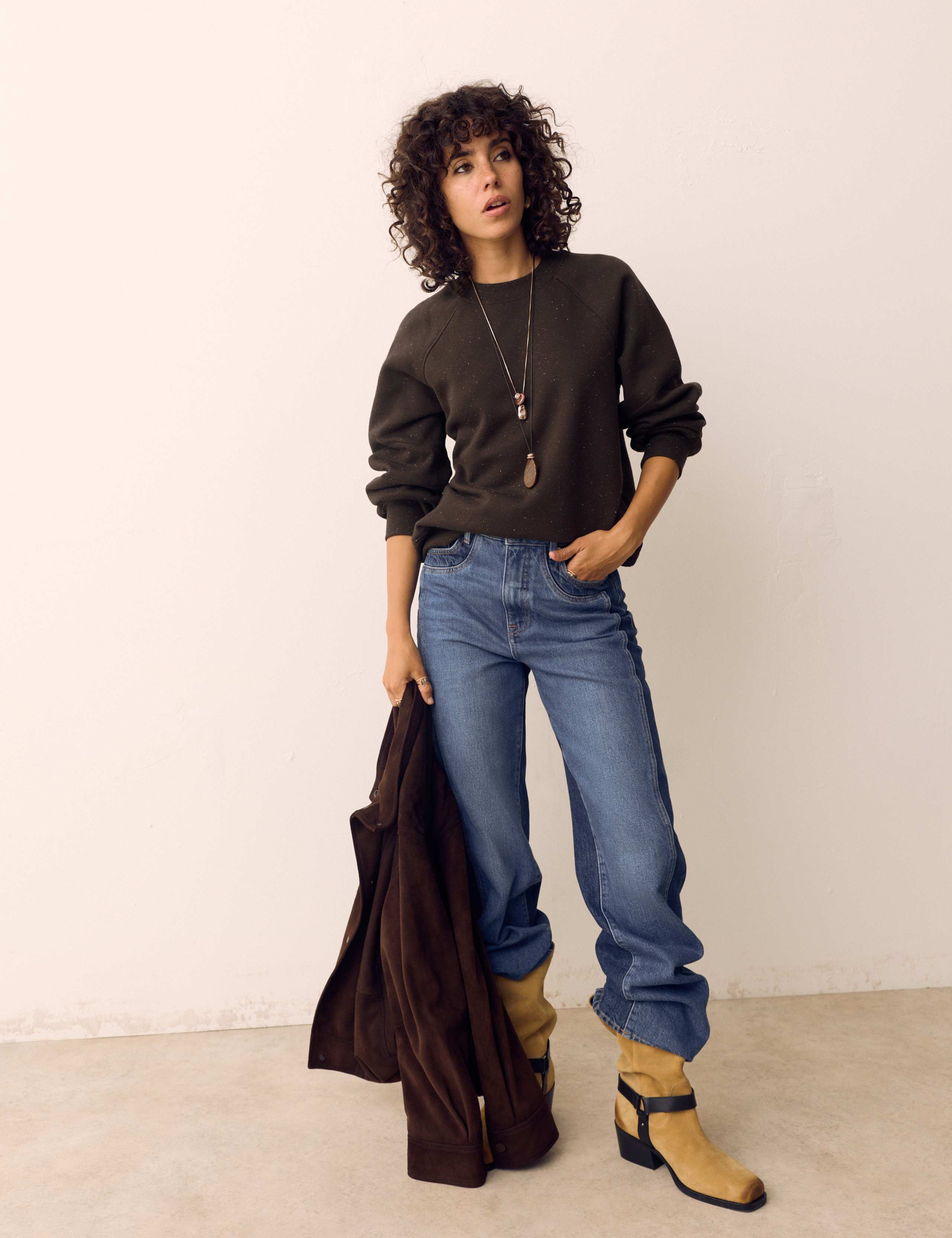 Cotton Rich Flecked Sweatshirt