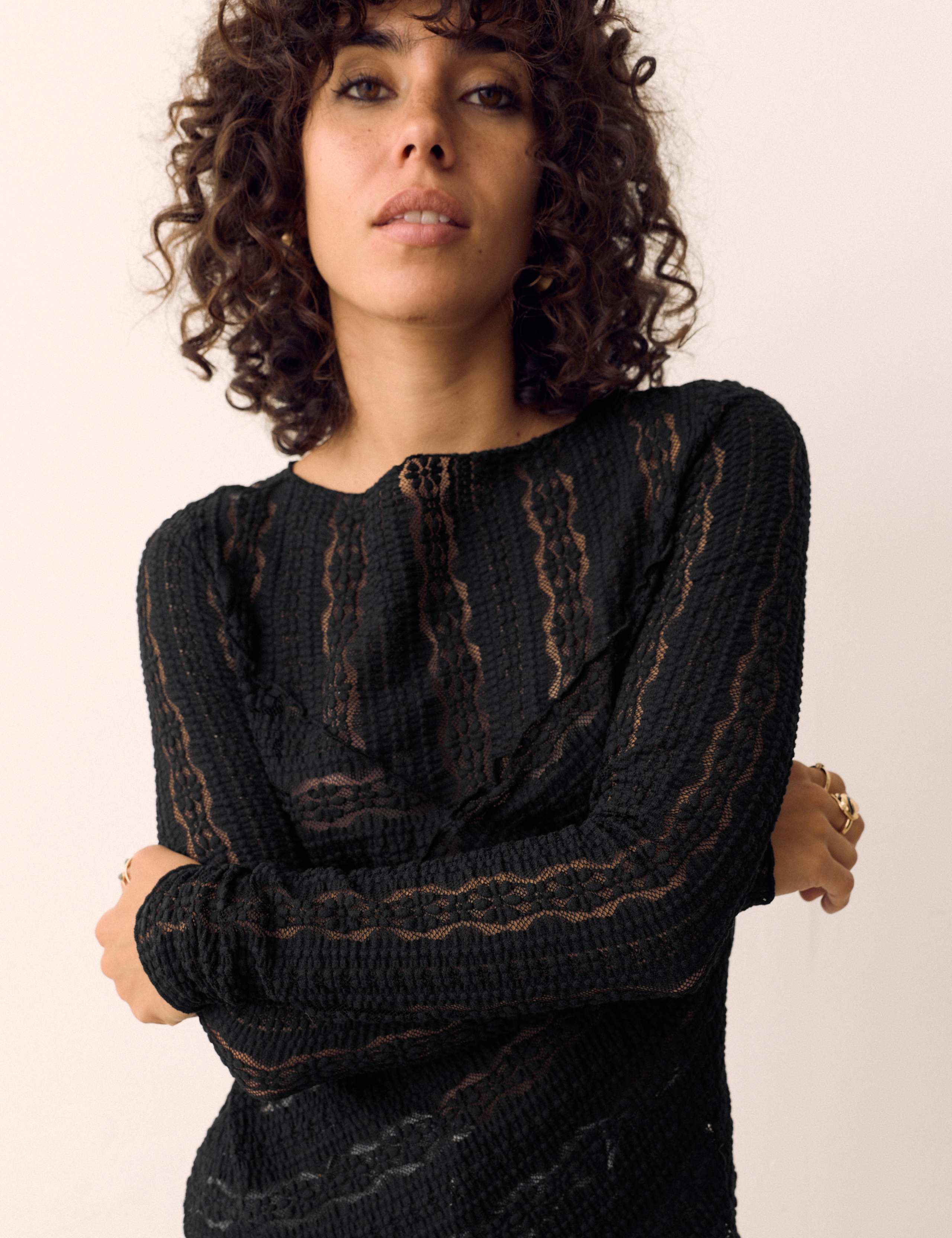 Jersey Floral Lace Top
