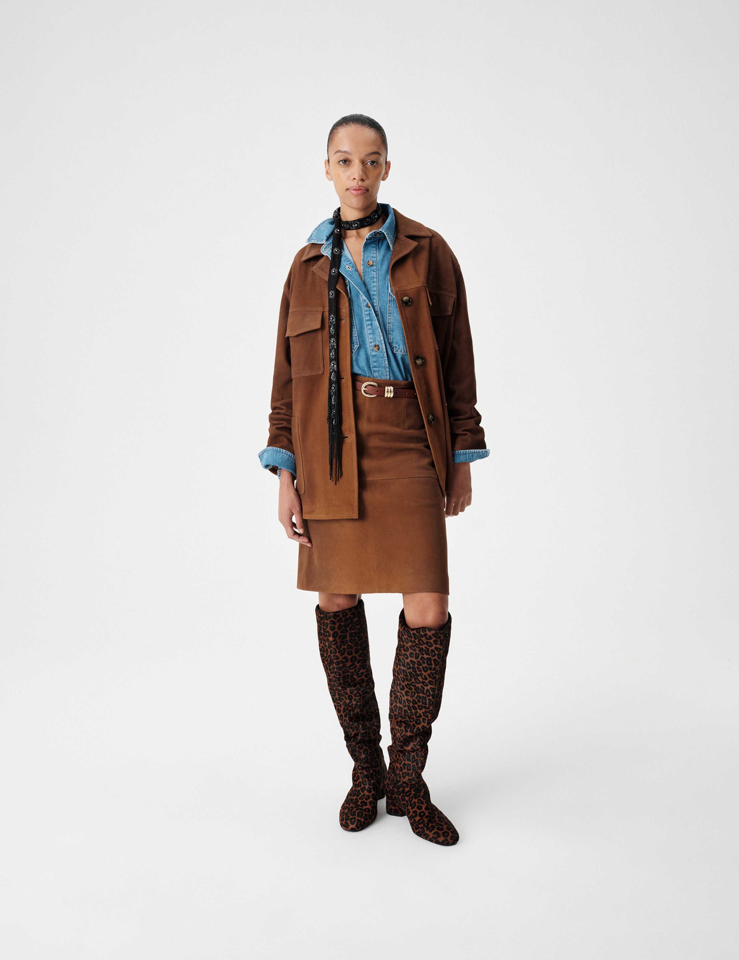 Suede Longline Utility Jacket