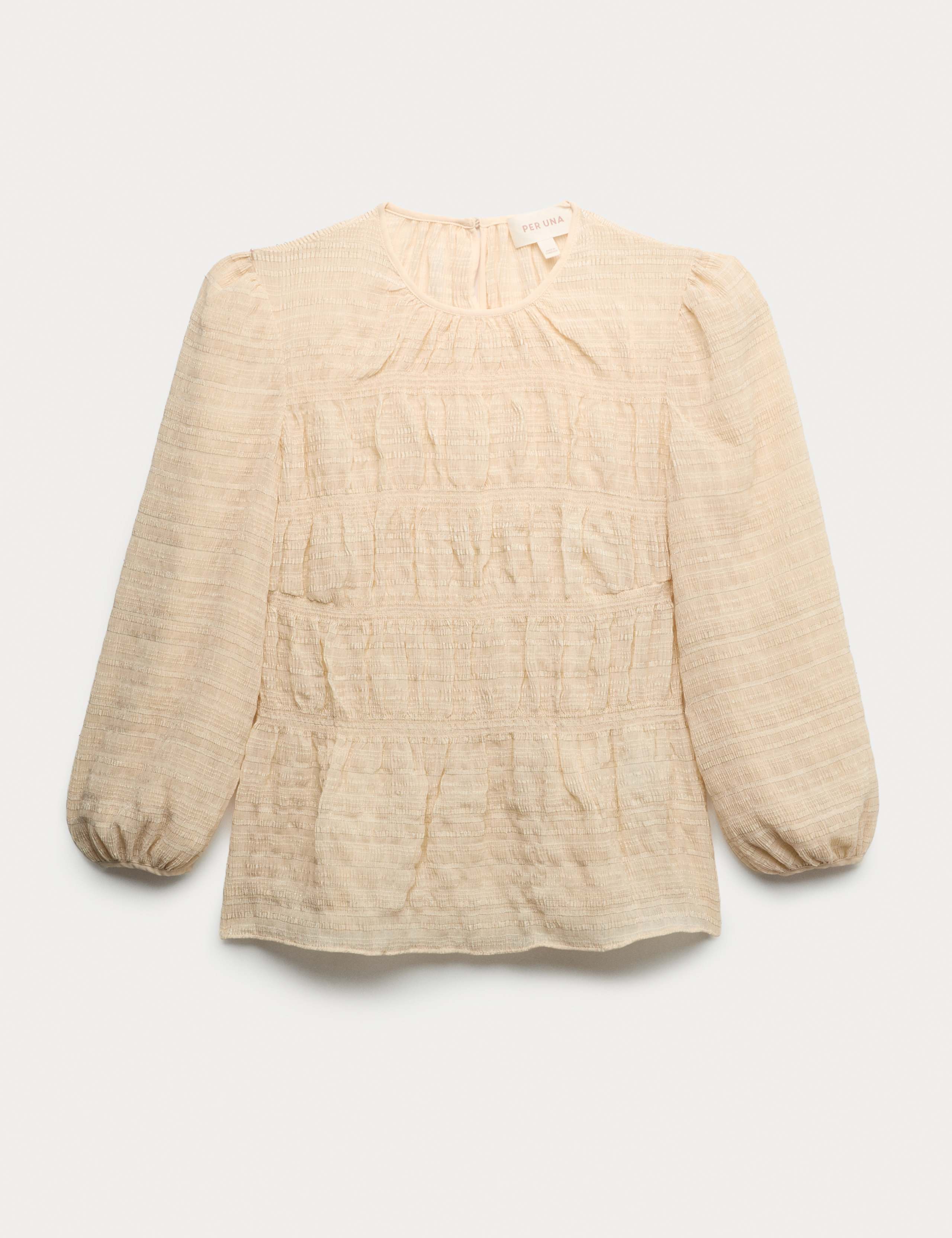 Crinkle Metallic Shirred Blouse