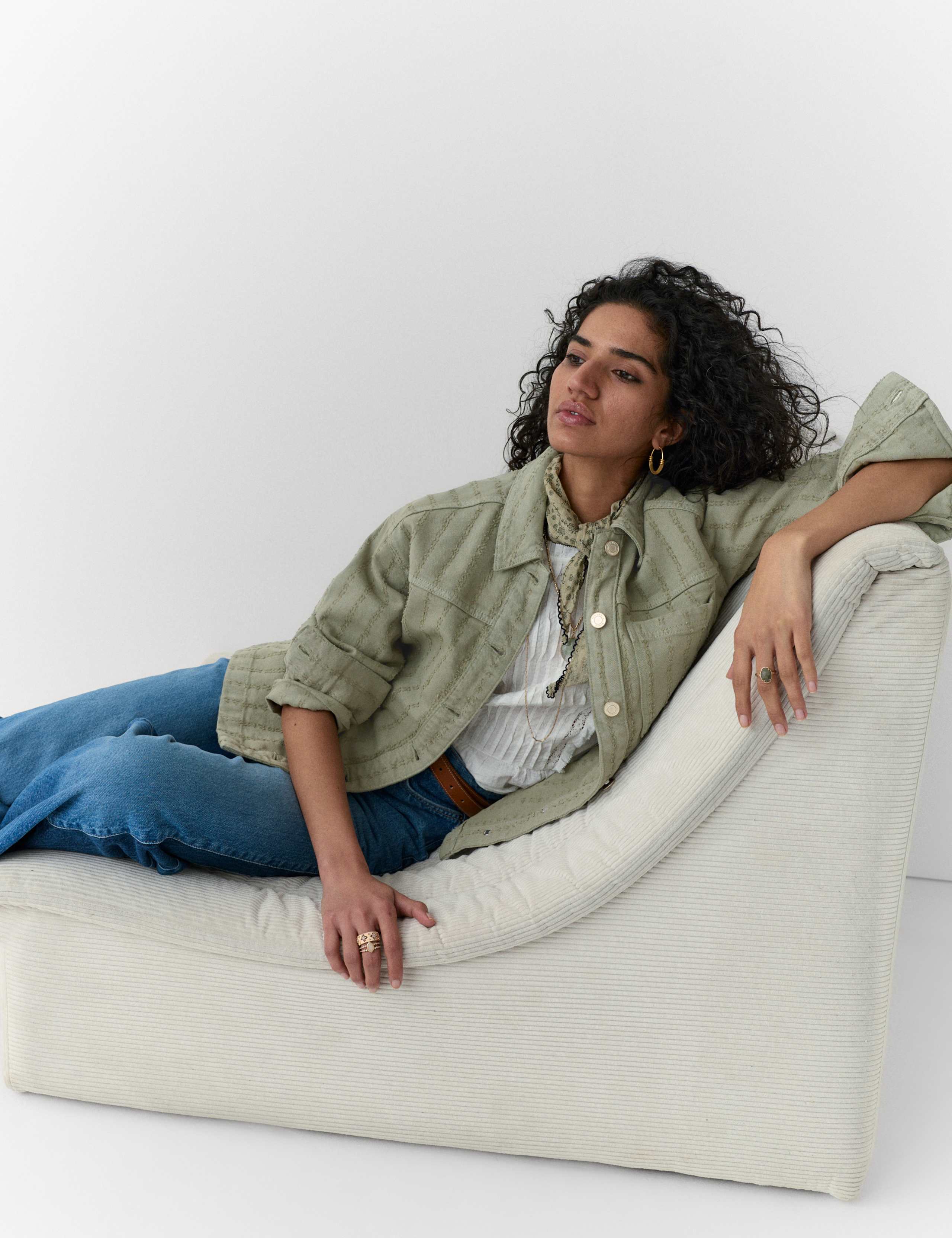 Pure Cotton Textured Denim Shirt